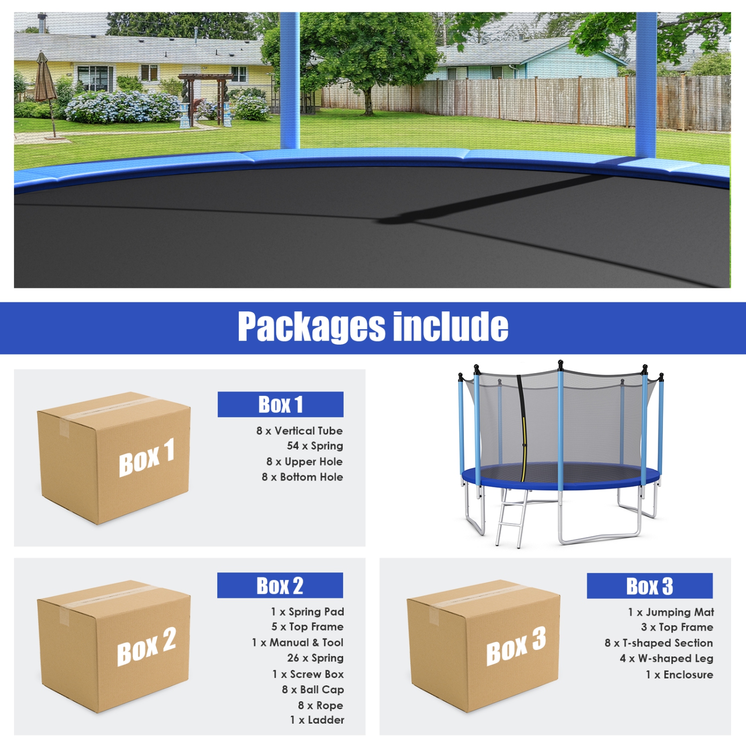 Topbuy – trampoline 14FT pour enfants trampolines récréatives avec filet de sécurité interne