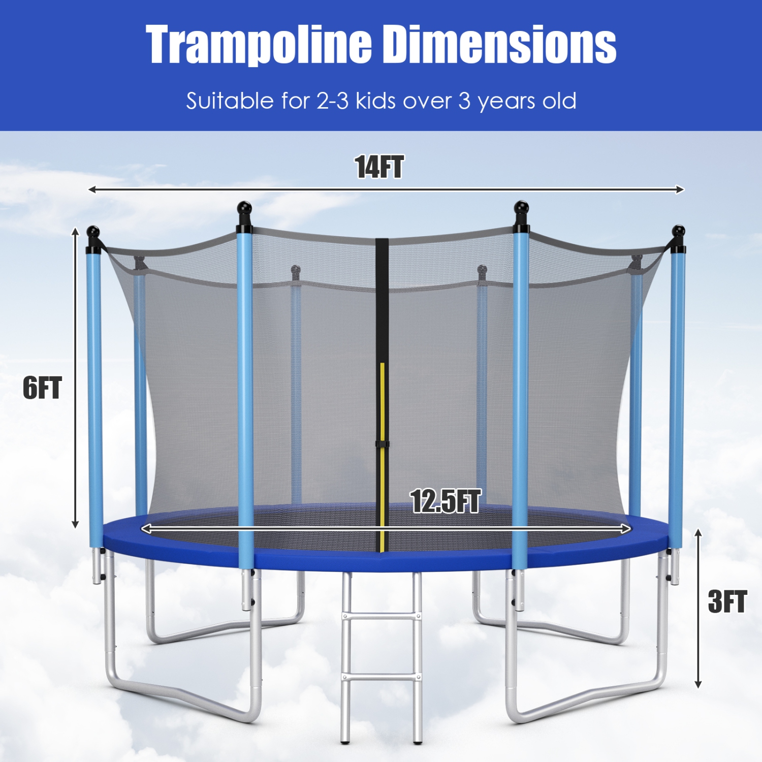 Topbuy – trampoline 14FT pour enfants trampolines récréatives avec filet de sécurité interne