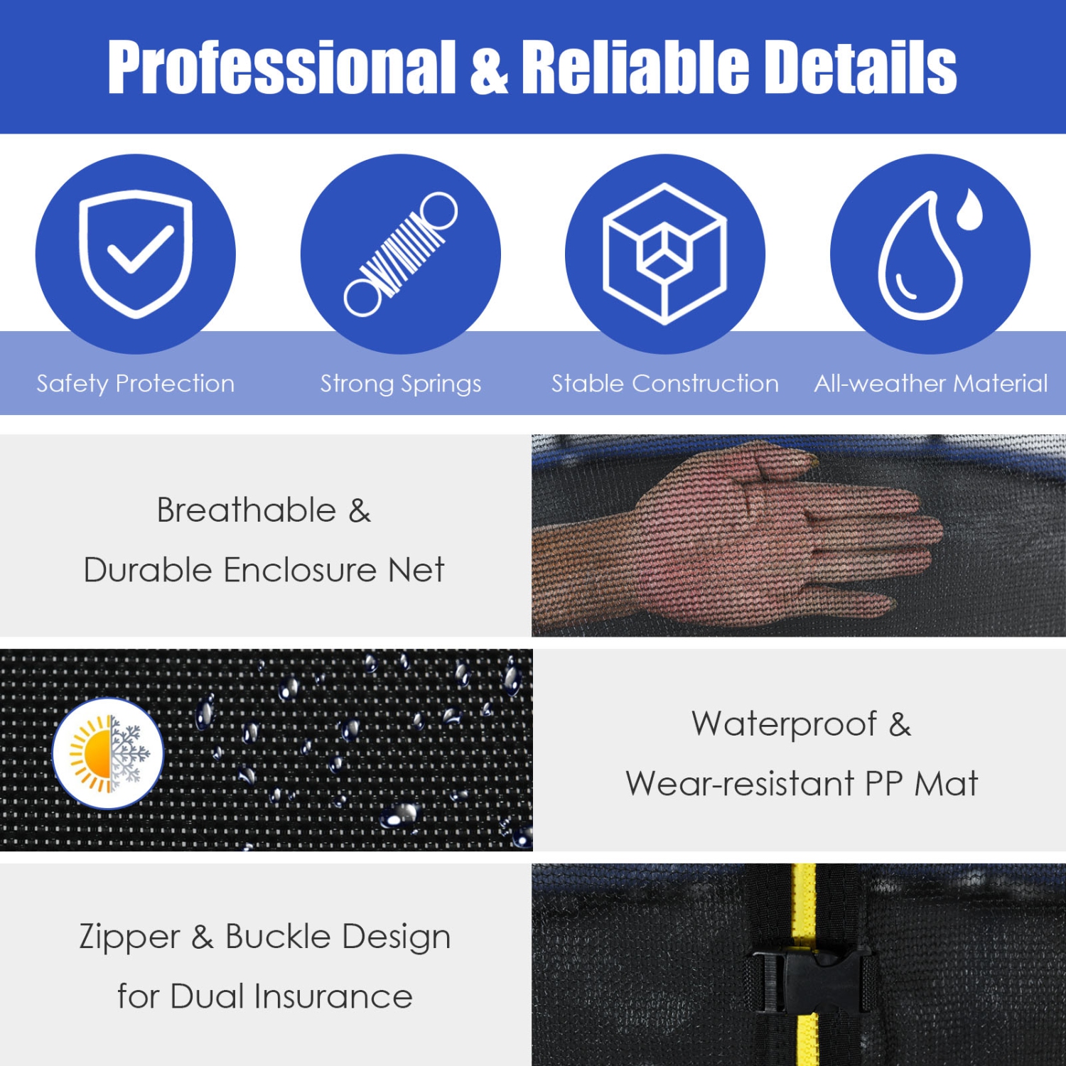 Topbuy – trampoline 16FT pour enfants trampolines récréatives avec filet de sécurité interne