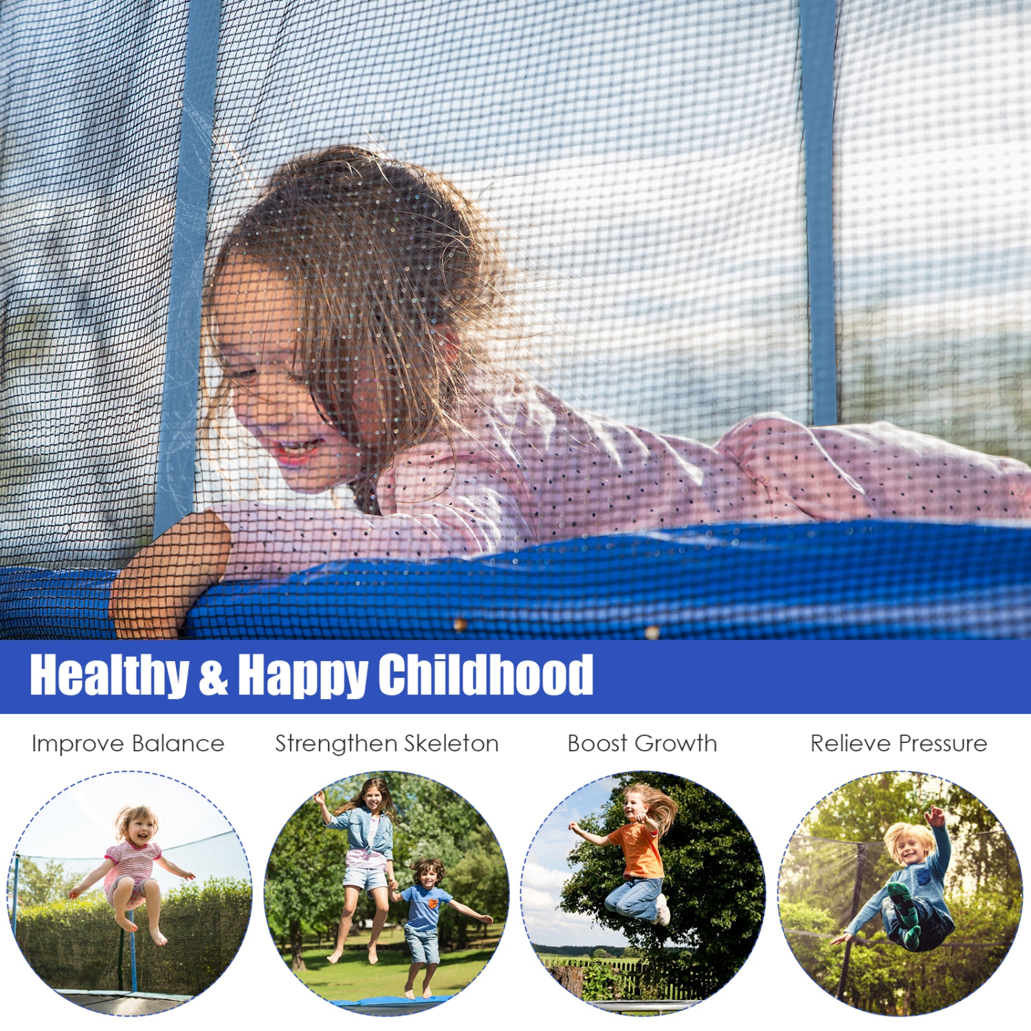 Topbuy – trampoline 16FT pour enfants trampolines récréatives avec filet de sécurité interne