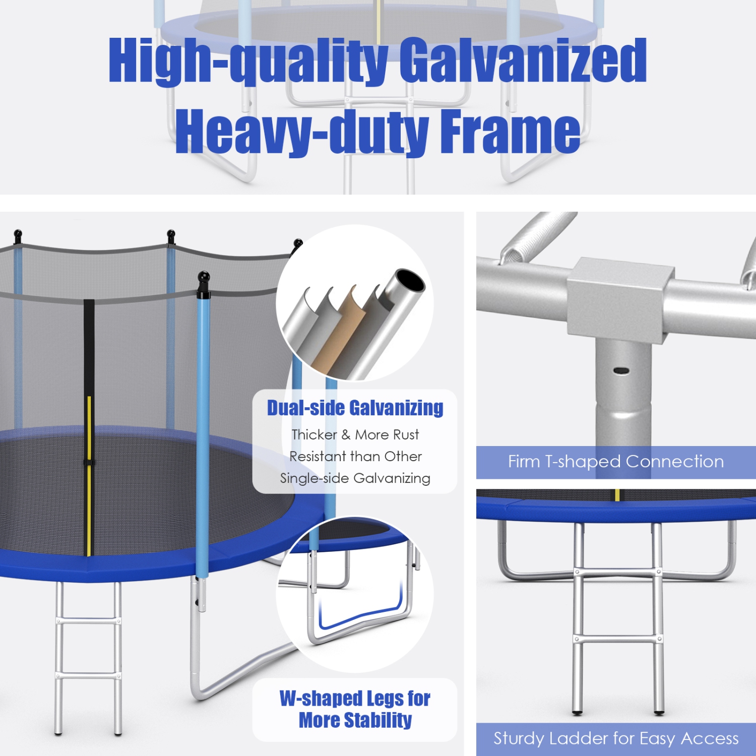 Topbuy 12FT Trampoline for Kids Recreational Trampolines with Internal Safety Enclosure Net