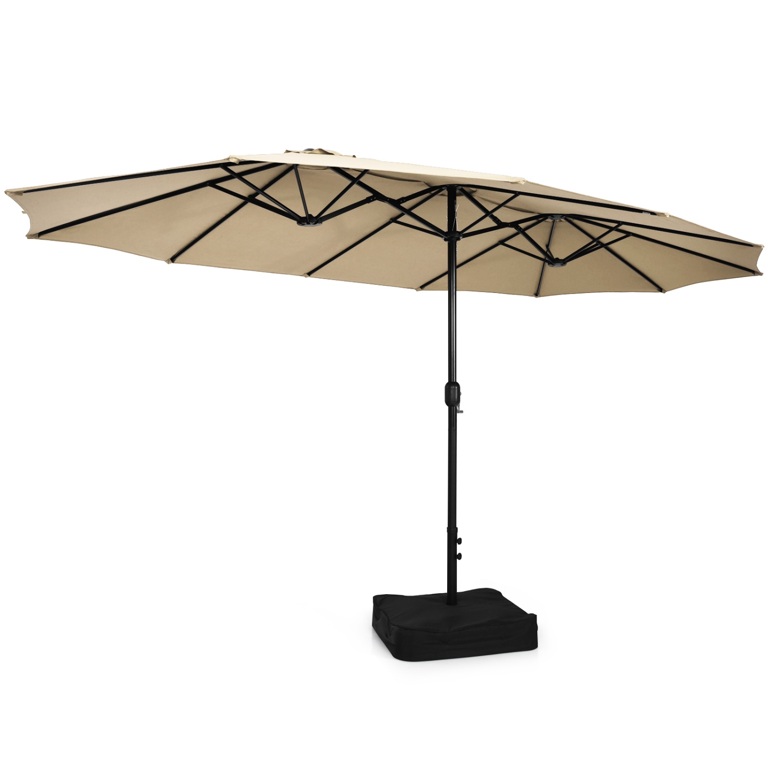 Parasol de patio double face de 15 pi avec base très grand parasol de marché pour l’extérieur de PatioJoy