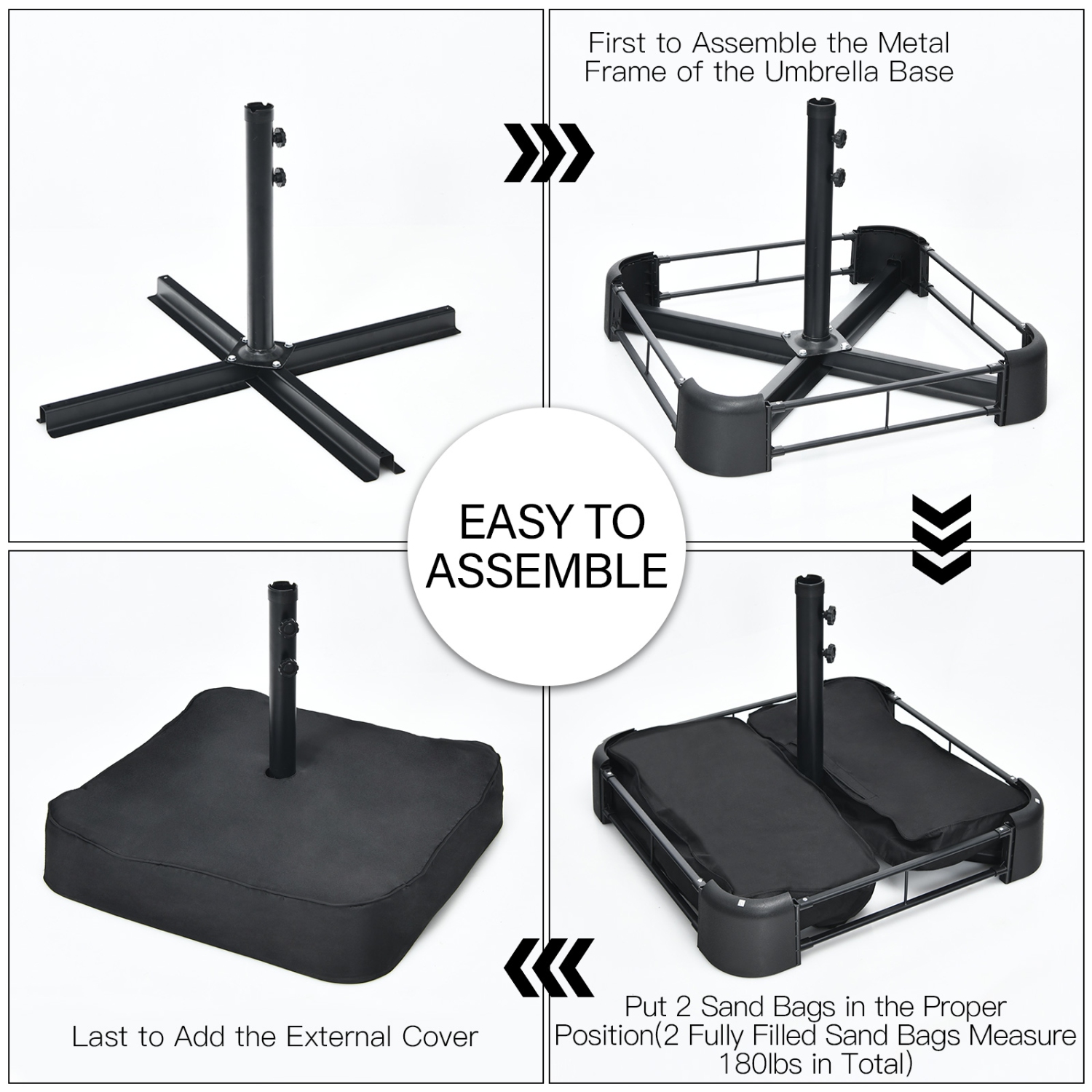 Parasol de patio double face de 15 pi avec base très grand parasol de marché pour l’extérieur de PatioJoy