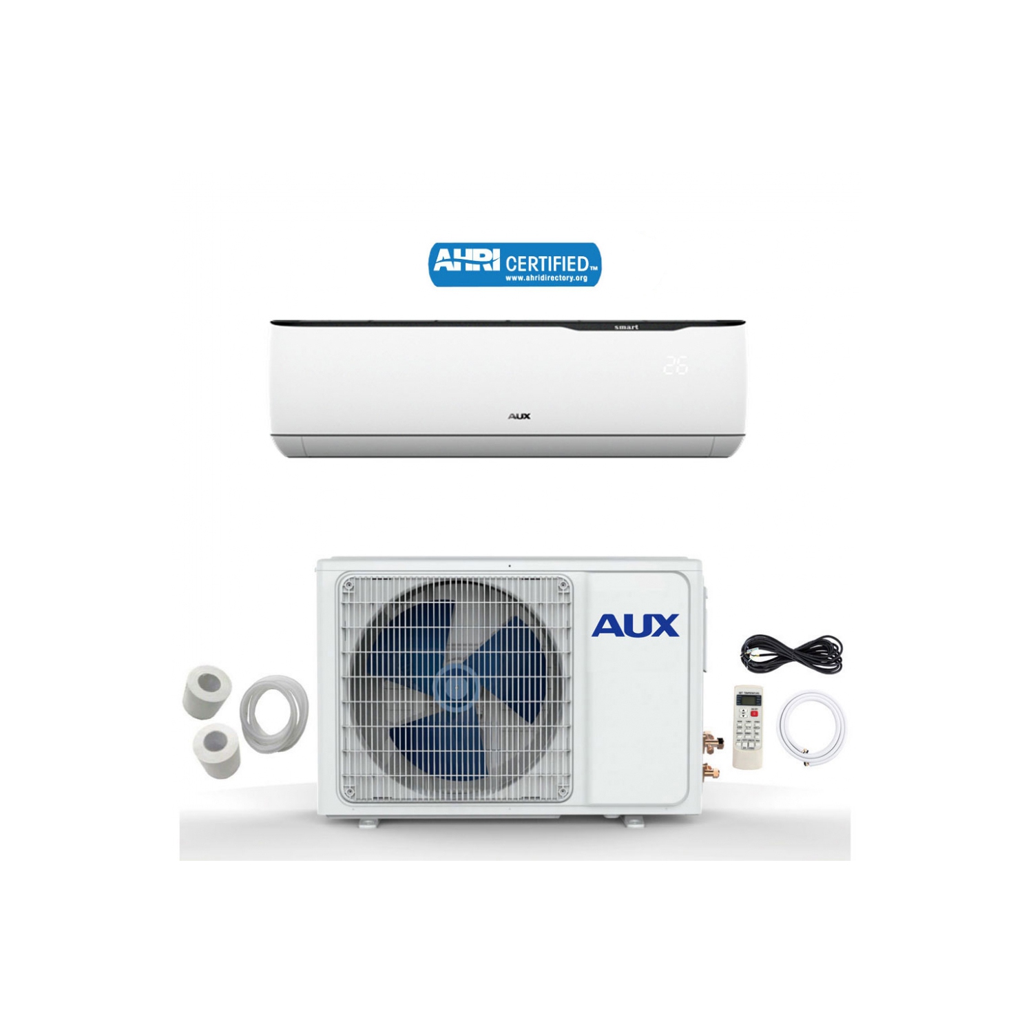 AUX 12,000 BTU 115-Volt 17 SEER 600-Sq.Ft Ductless Mini Split Air Conditioner with Heat Pump, 25ft Installation Kit