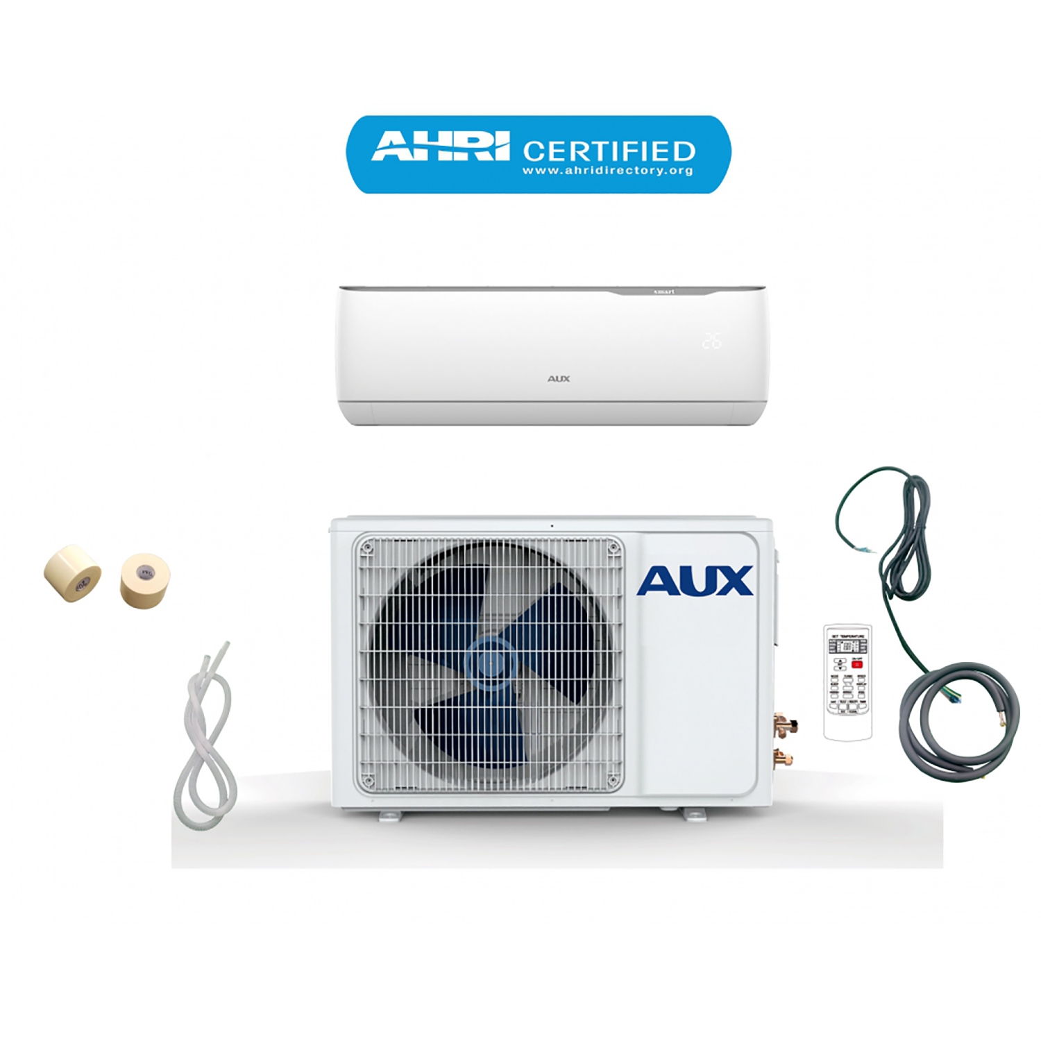 AUX 24,000 BTU 230-Volt 17 SEER 1,200-Sq.Ft Ductless Mini Split Air Conditioner with Heat Pump, 12ft Installation Kit