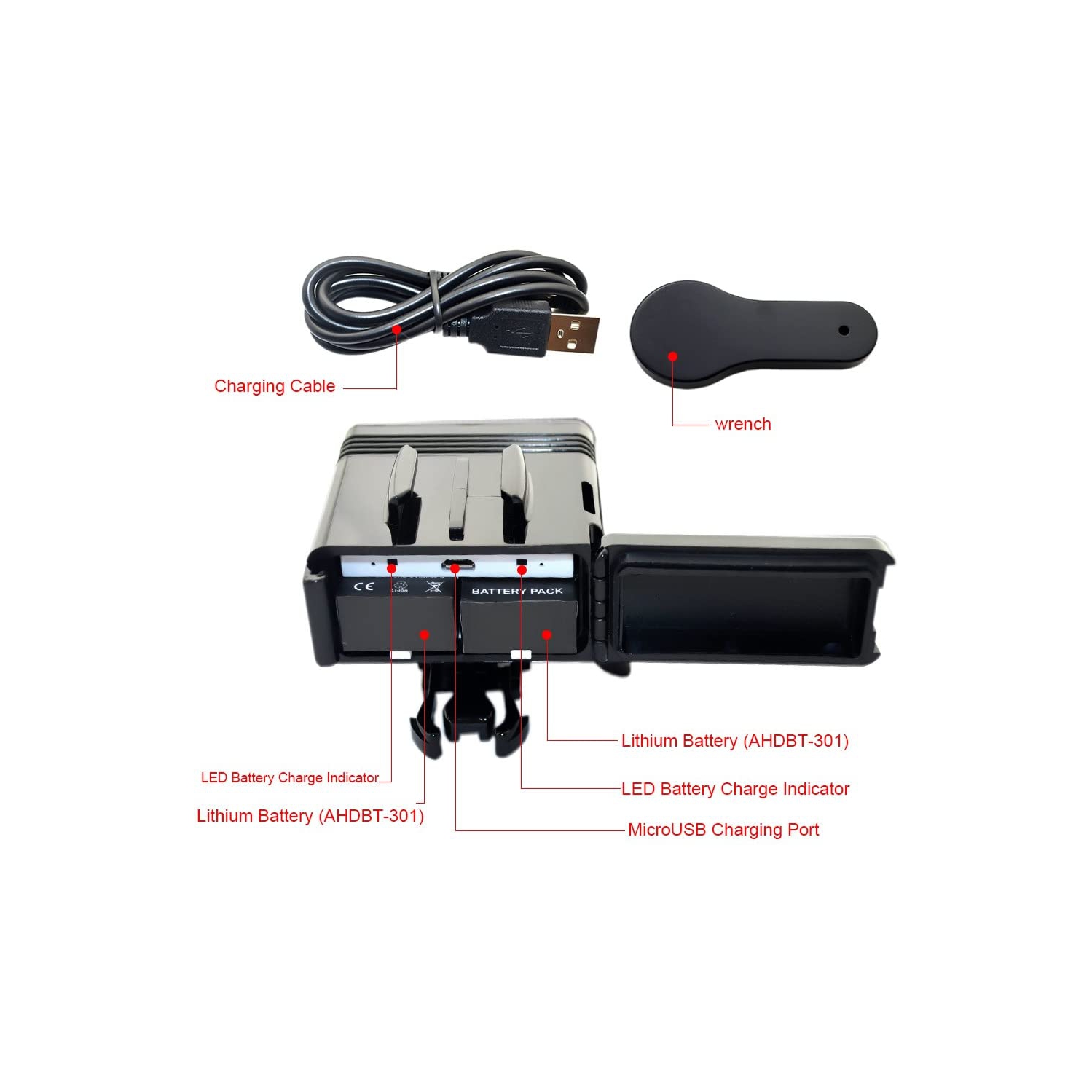 High Power Dimmable Dual Battery Waterproof LED Video Light Fill Night Light Diving Underwater Light for Gopro