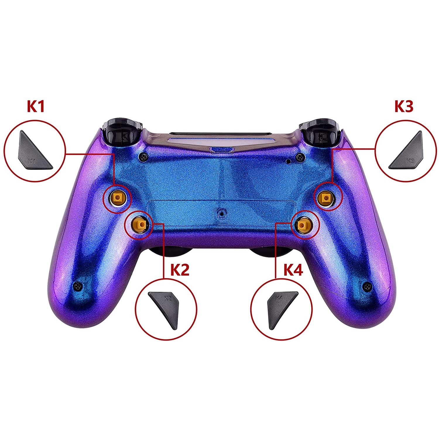 Chameleon Purple Blue Dawn Programable Remap Kit for PS4 Controller with Upgrade Board & Redesigned Back