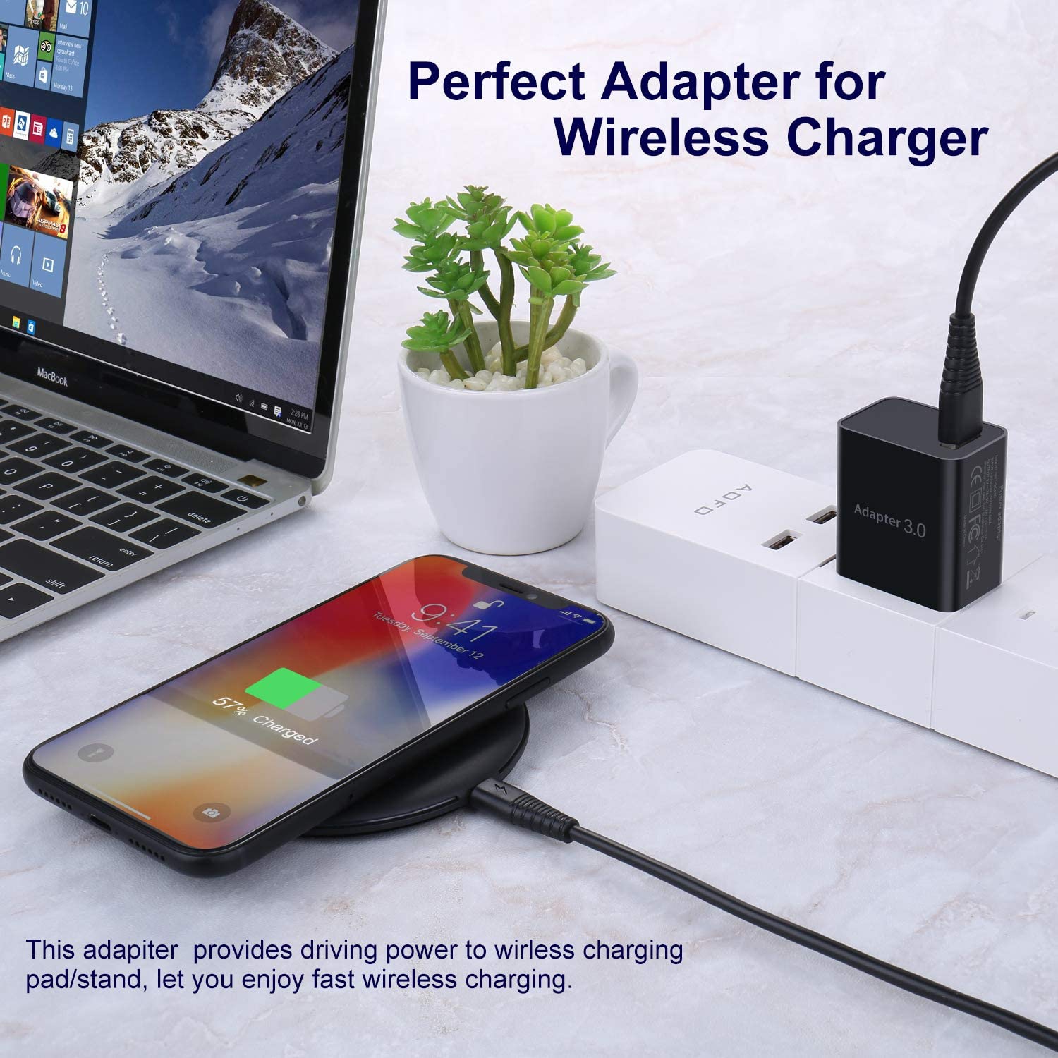 Chargeur mural Fast charge 3.0, adaptateur d’alimentation USB de 18 W Bloc de recharge rapide pour chargeur sans fil,