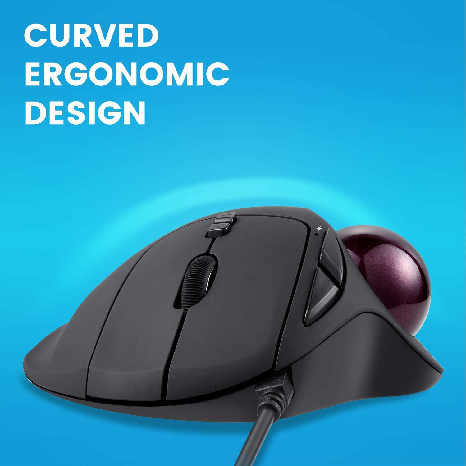 PERIMICE-517 Wired Ergonomic Trackball Mouse - 7 Button Design - DPI 400/1000