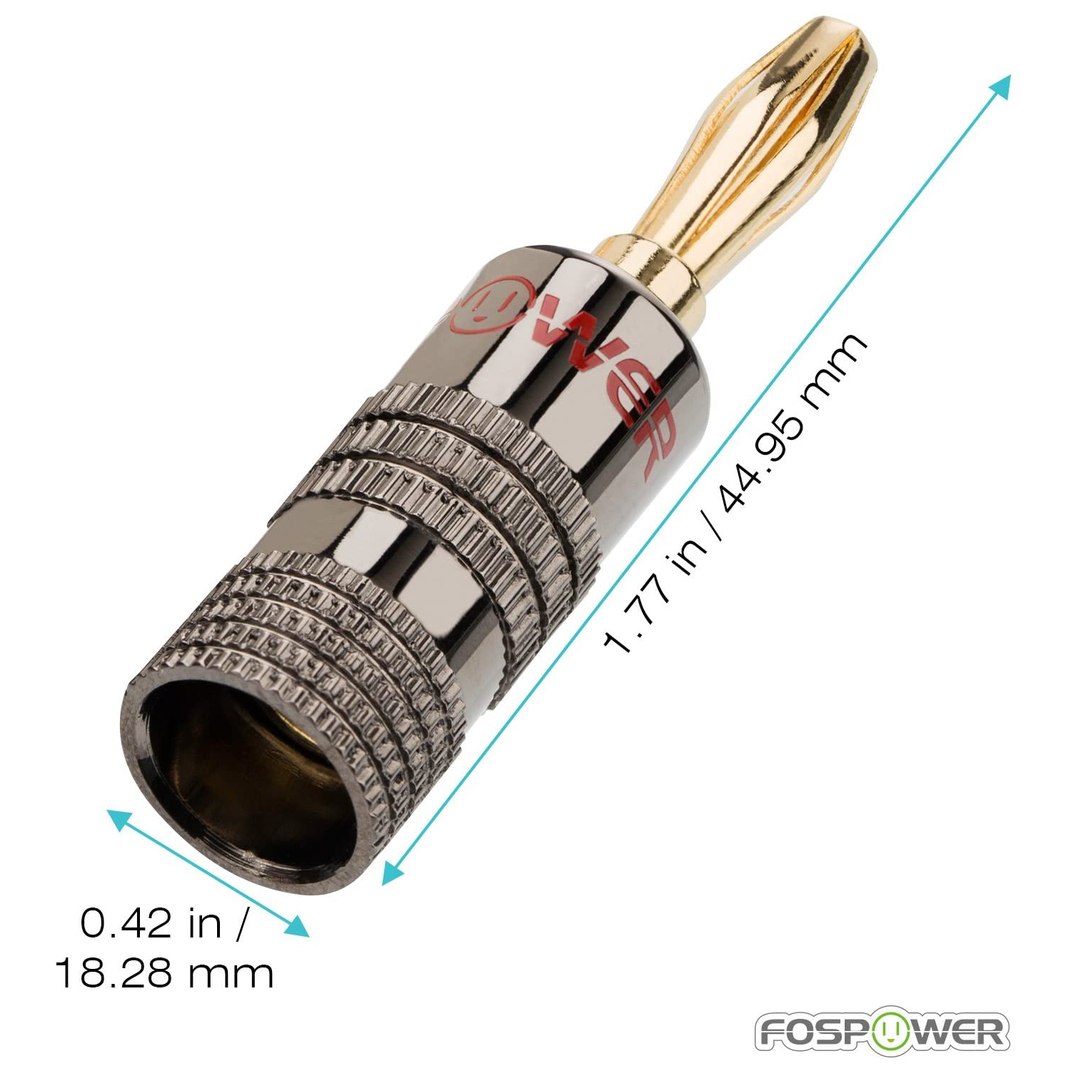 Banana Plugs 2 Pairs / 4 pcs, Closed Screw 24K Gold Plated Banana Speaker Plug Connectors for Speaker Wire,