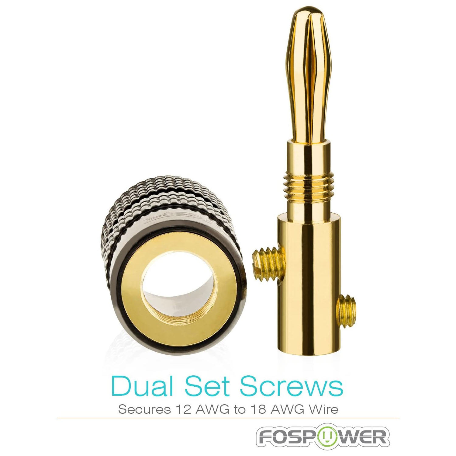 Banana Plugs 12 Pairs / 24 pcs, Closed Screw 24K Gold Plated Banana Speaker Plug Connectors for Speaker Wire,