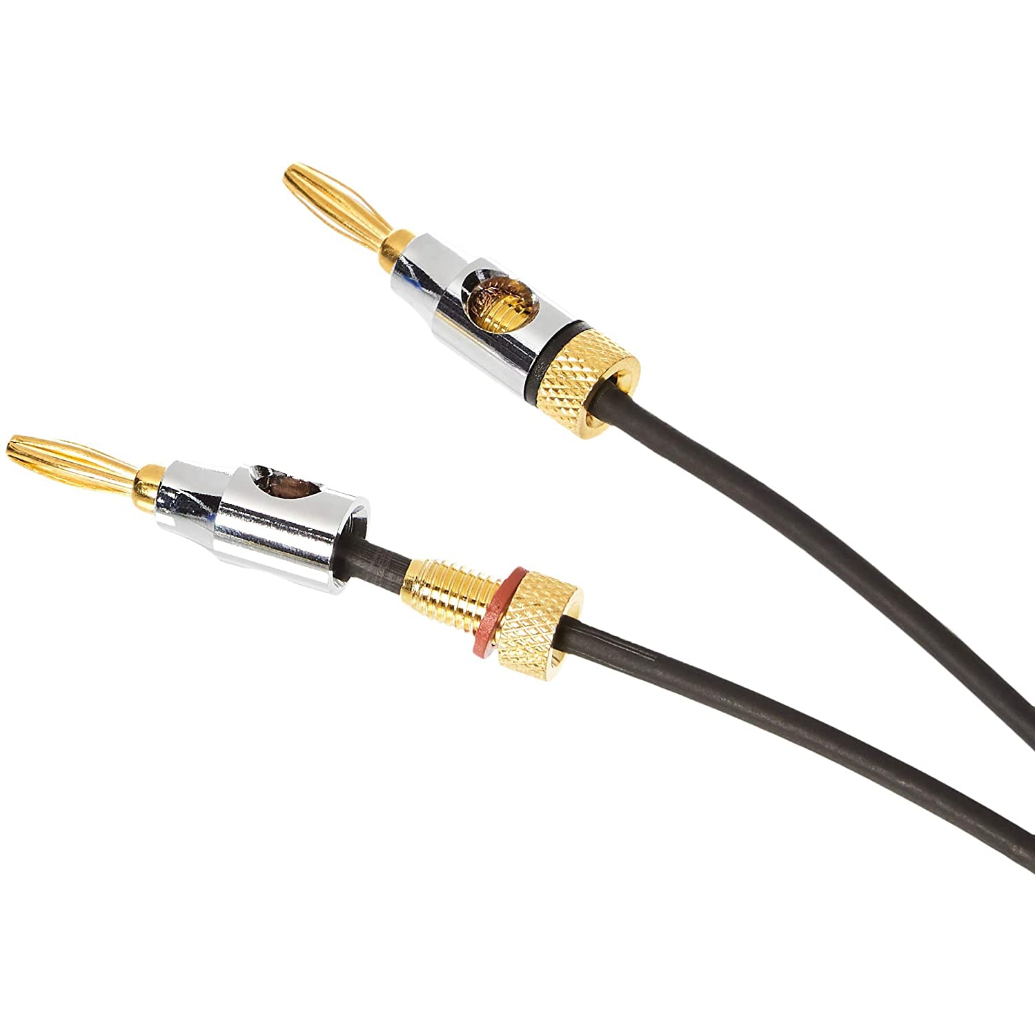 Speaker Cable Wire with Gold-Plated Banana Tip Plugs - CL2 - 99.9% Oxygen Free - 3-Foot