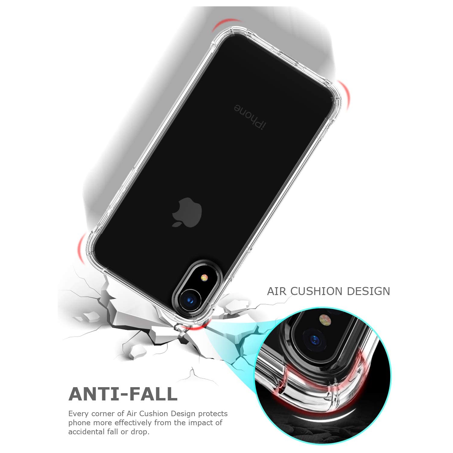 Clear Phone Case for iPhone XR 6.1 Inch,Transparent Slim Soft TPU BumCooper Silicone Cover