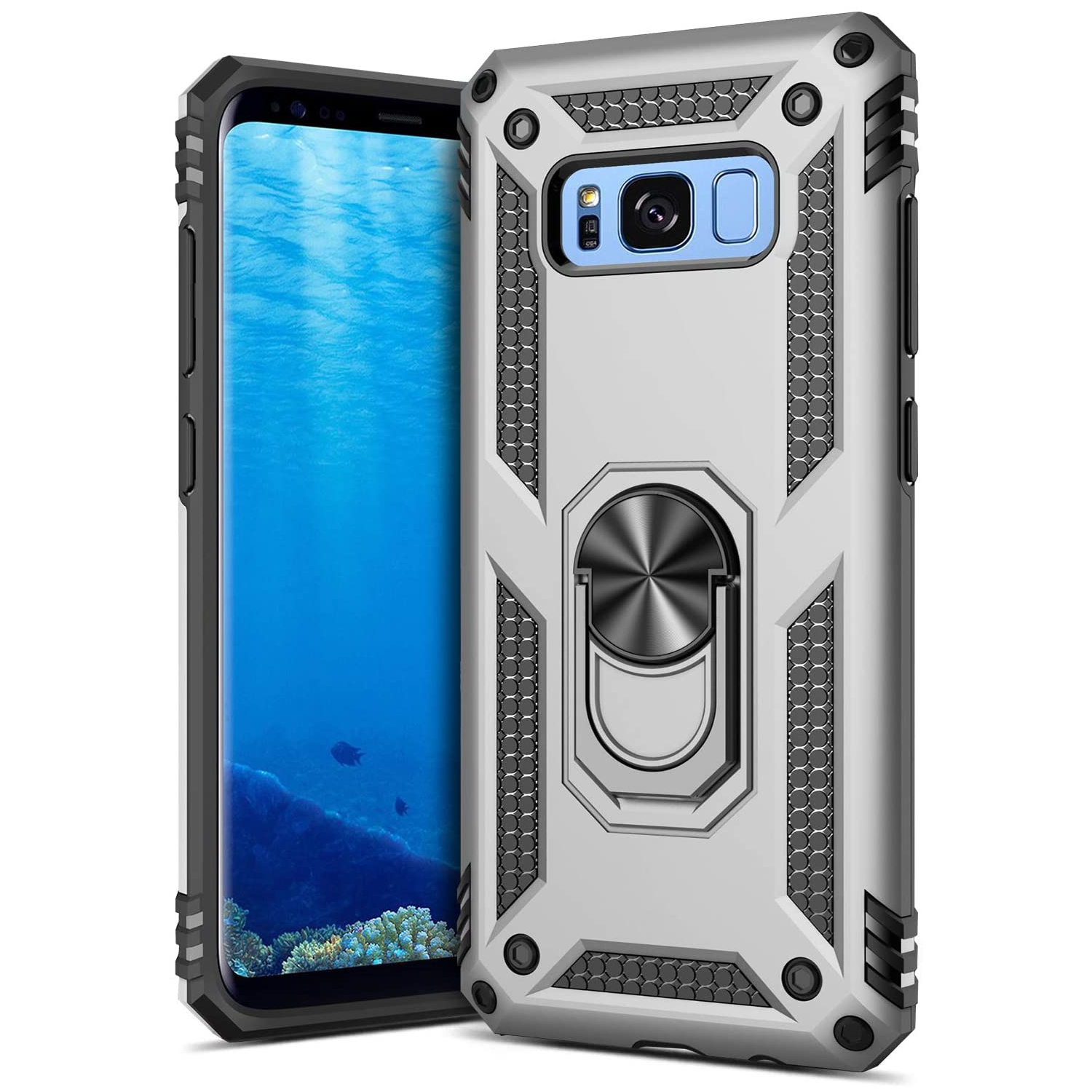 Étui béquille de Ring pour Galaxy S8 plus de Samsung, étui robuste double couche de protection contre les chutes pour Galaxy