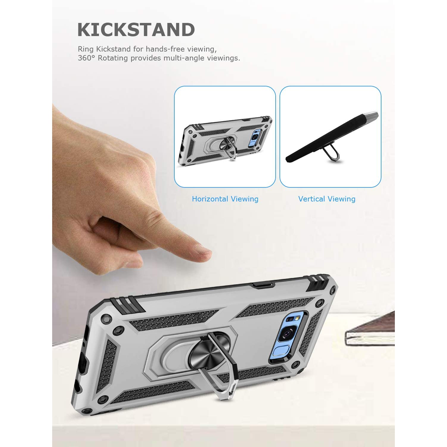 Étui béquille de Ring pour Galaxy S8 plus de Samsung, étui robuste double couche de protection contre les chutes pour Galaxy