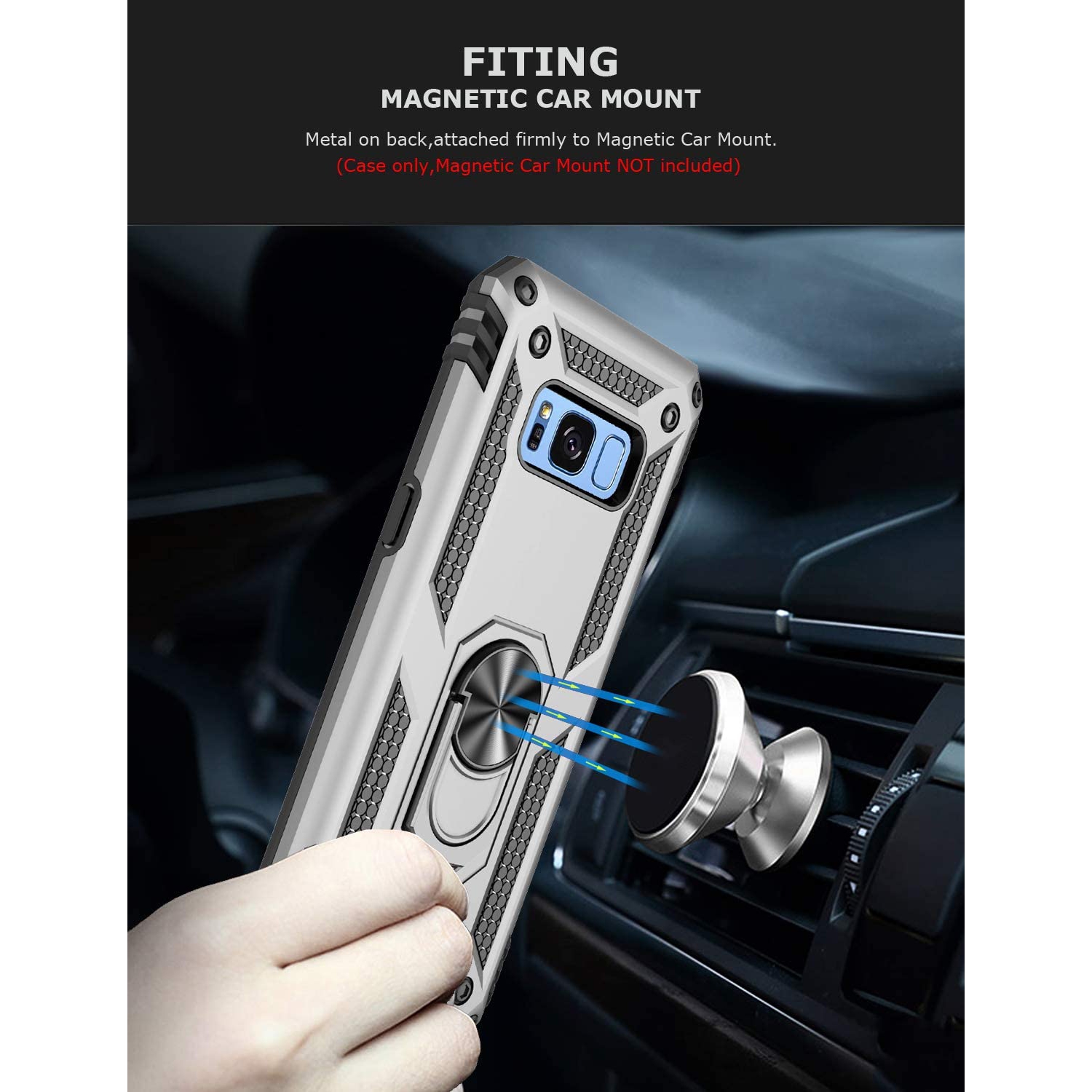 Étui béquille de Ring pour Galaxy S8 plus de Samsung, étui robuste double couche de protection contre les chutes pour Galaxy