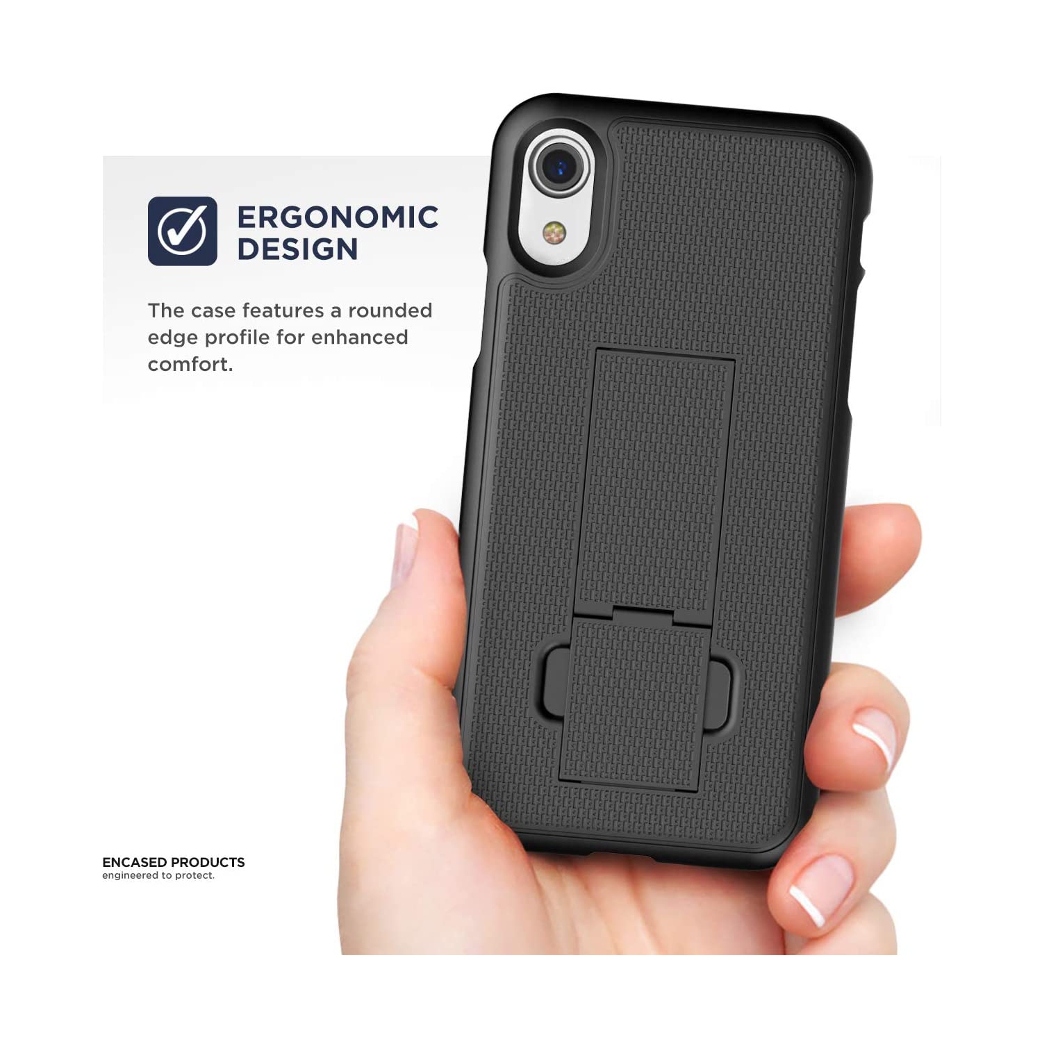 iPhone XR Belt Clip Holster Case, Ultra Slim Rubberized Grip Thin Fit Protective Hard Cover Holder -