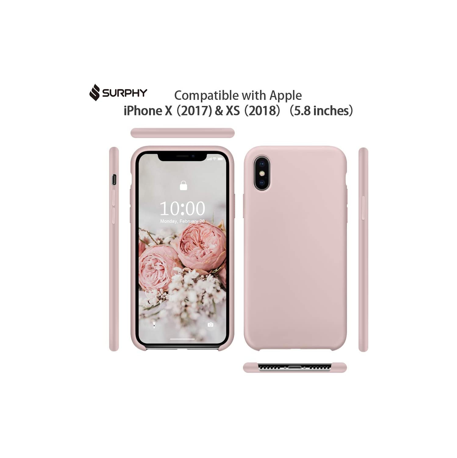 Silicone Case for iPhone X iPhone Xs Case, Liquid Silicone Protective Phone Case Cover (Full Body, Soft Case