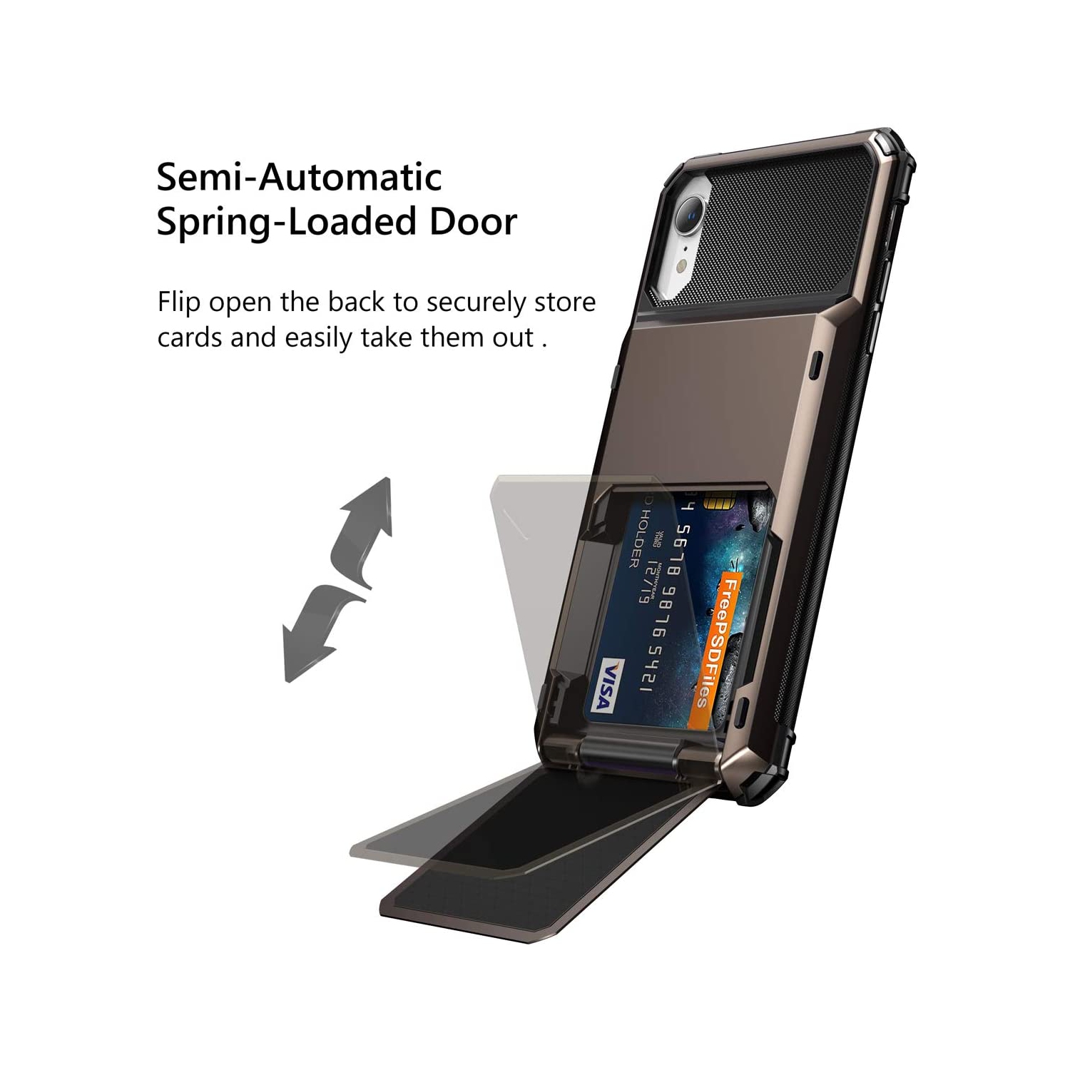 Cover for iPhone XR Case Wallet 4-Card Holder Slot Flip Door Hidden Back Pocket Scratch-Proof Dual Layer Hybrid