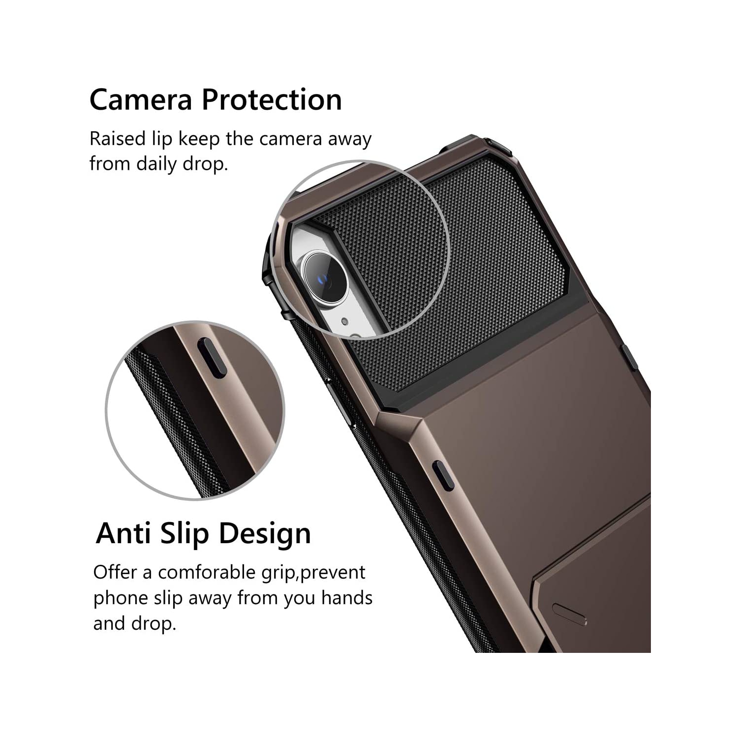 Cover for iPhone XR Case Wallet 4-Card Holder Slot Flip Door Hidden Back Pocket Scratch-Proof Dual Layer Hybrid