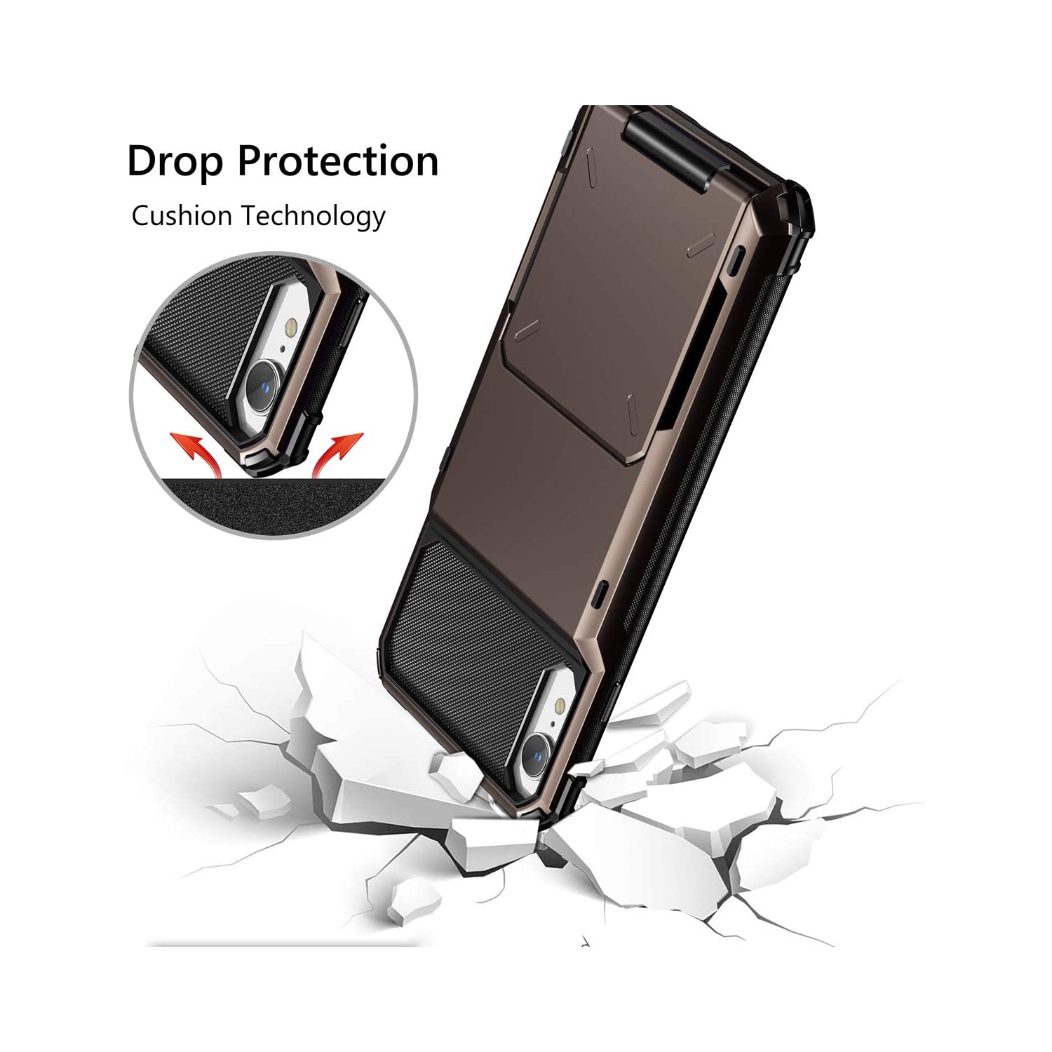 Cover for iPhone XR Case Wallet 4-Card Holder Slot Flip Door Hidden Back Pocket Scratch-Proof Dual Layer Hybrid