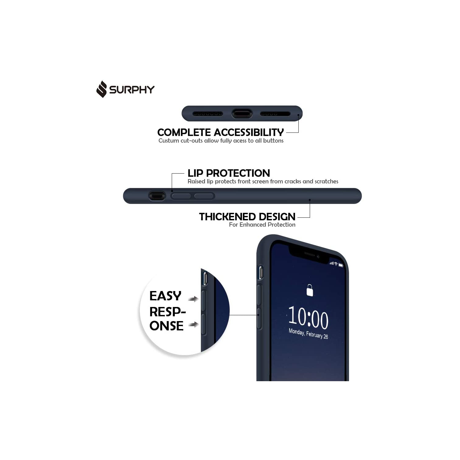 Silicone Case for iPhone X iPhone Xs Case, Liquid Silicone Protective Phone Case Cover (Full Body, Soft Case