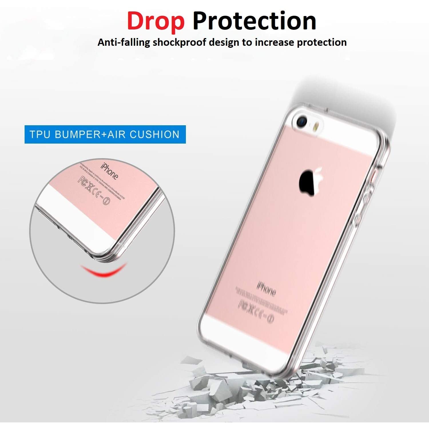Étui iPhone 5/5S/se - TPUR mince et souple [Crystal Clear] Étui protecteur arrière transparent pour Apple iPhone SE