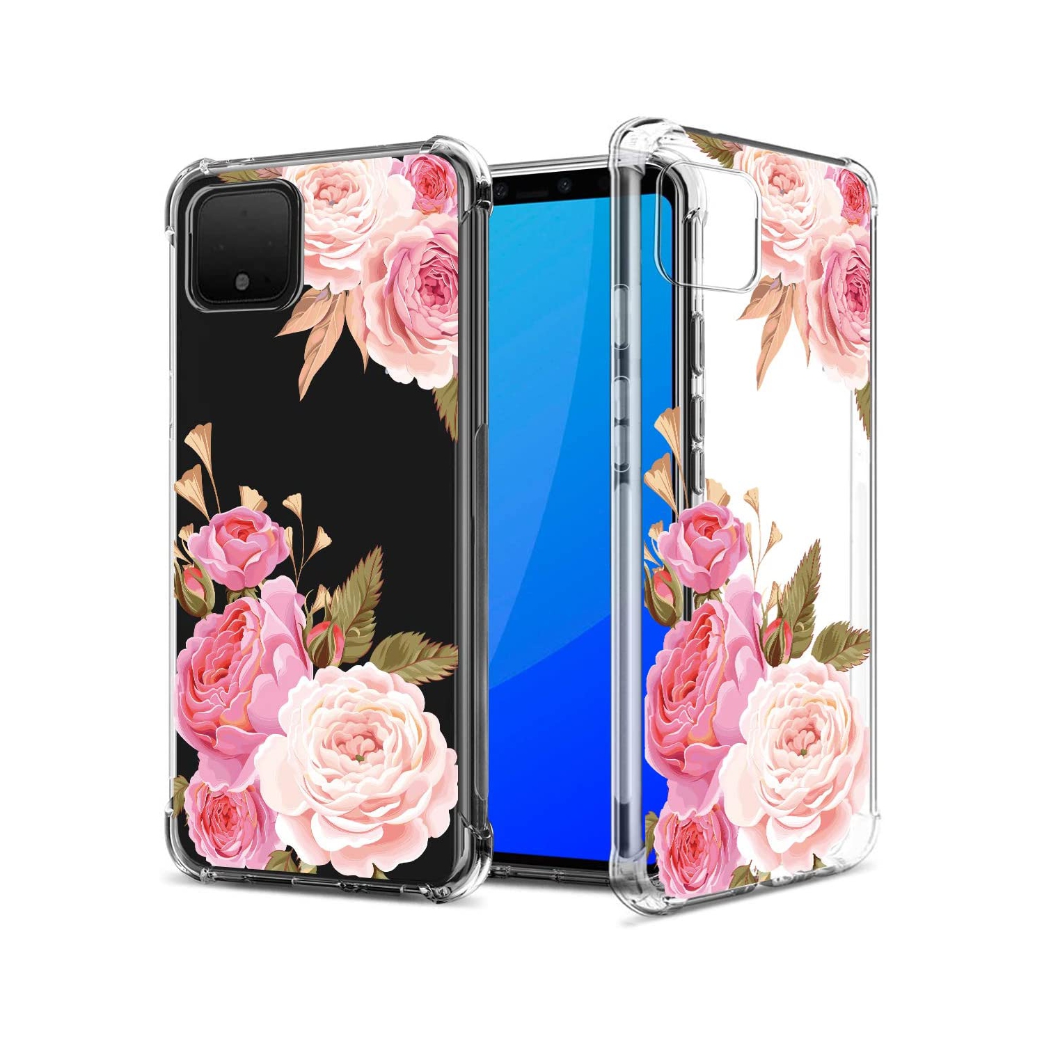 Floral Clear Pretty Phone Case for Google Pixel 4 XL for Women/Girls,Flower Design Slim Soft