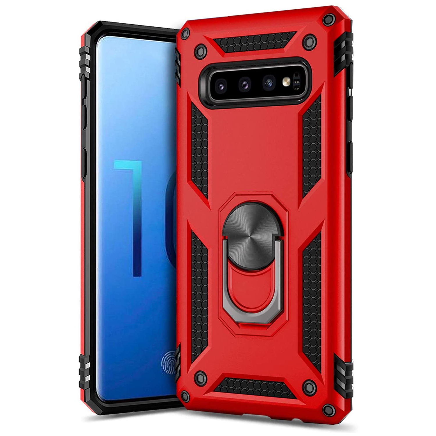 Ring Kickstand Phone Case for Samsung Galaxy S10,Heavy Duty Dual Layer Drop Protection Case for Galaxy