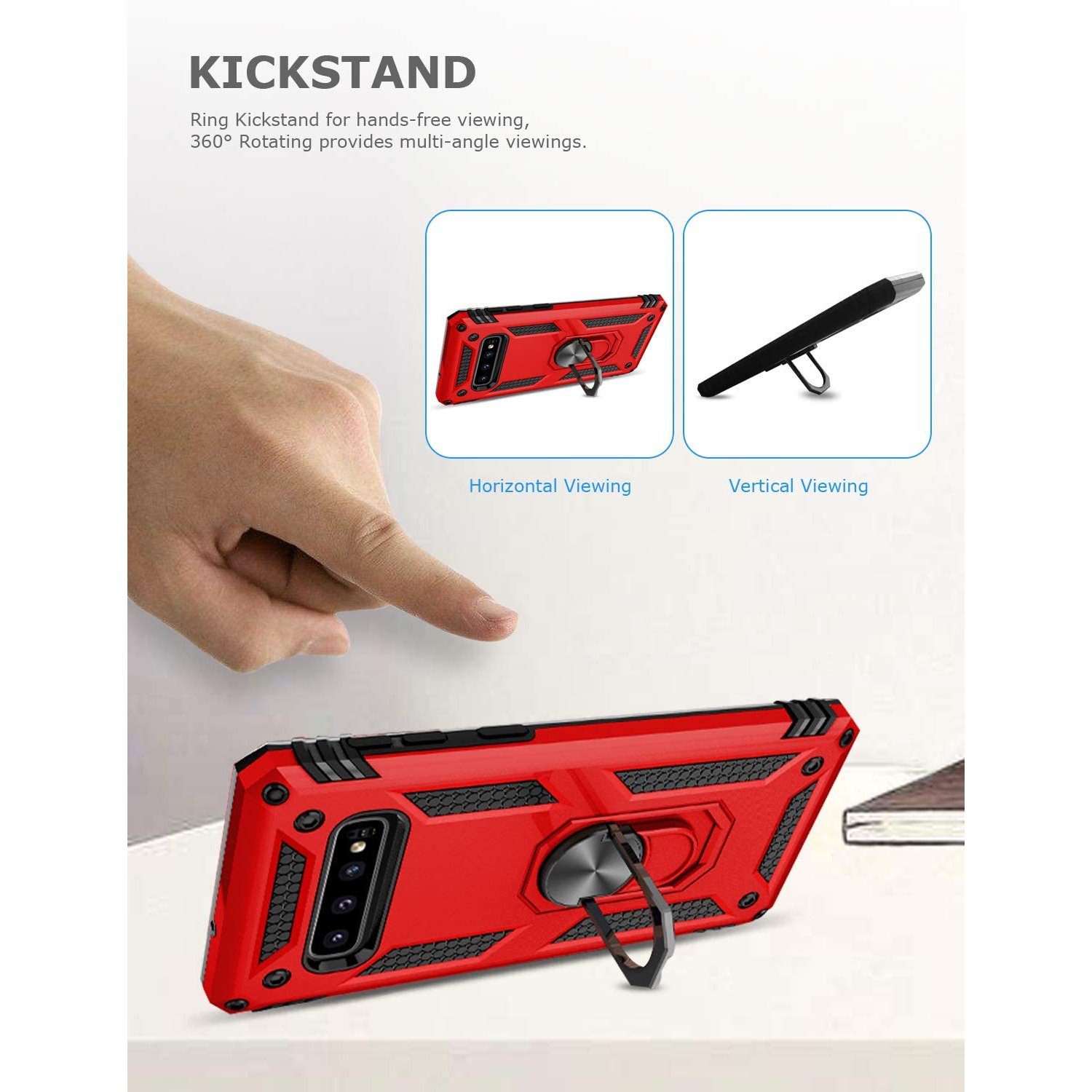 Ring Kickstand Phone Case for Samsung Galaxy S10,Heavy Duty Dual Layer Drop Protection Case for Galaxy