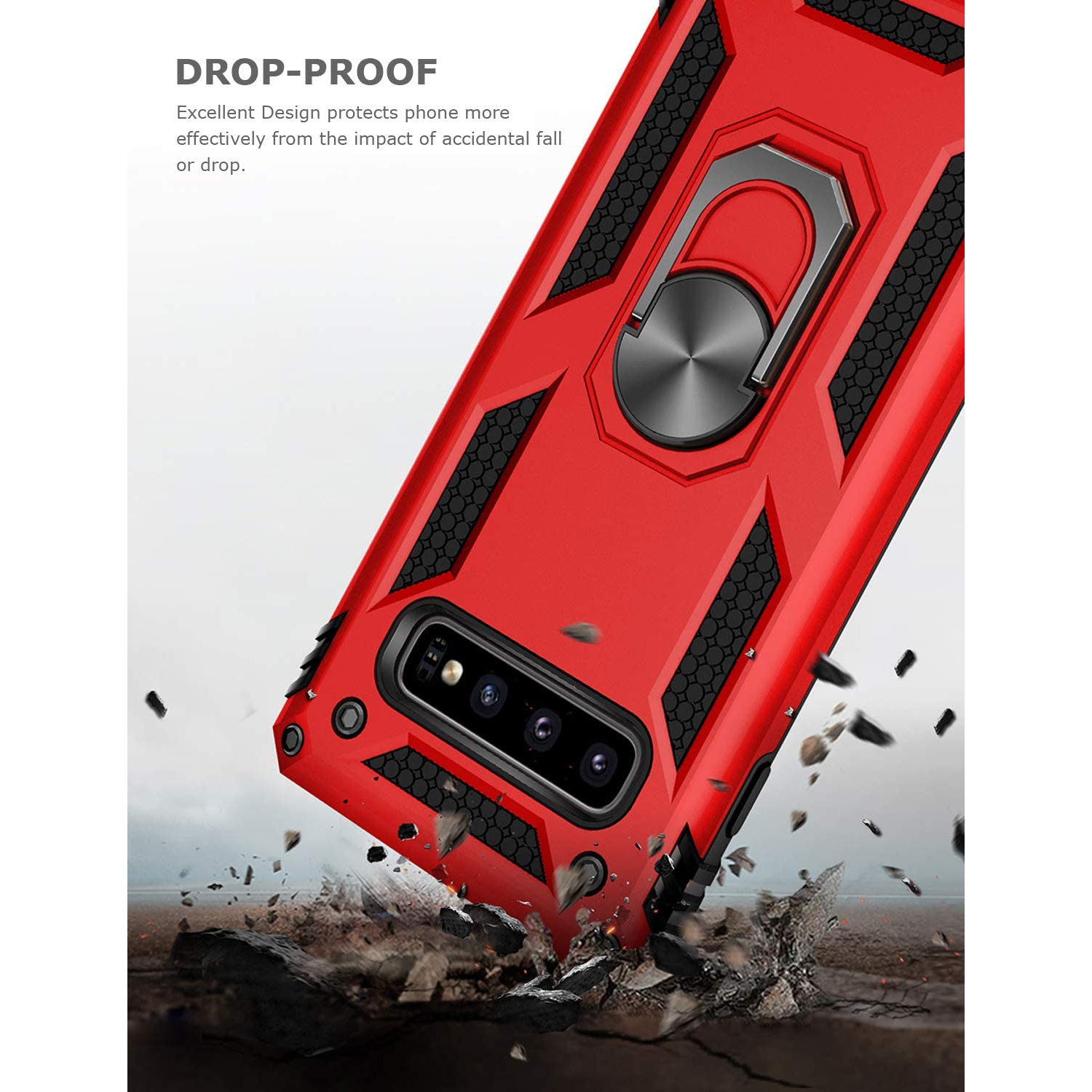 Ring Kickstand Phone Case for Samsung Galaxy S10,Heavy Duty Dual Layer Drop Protection Case for Galaxy