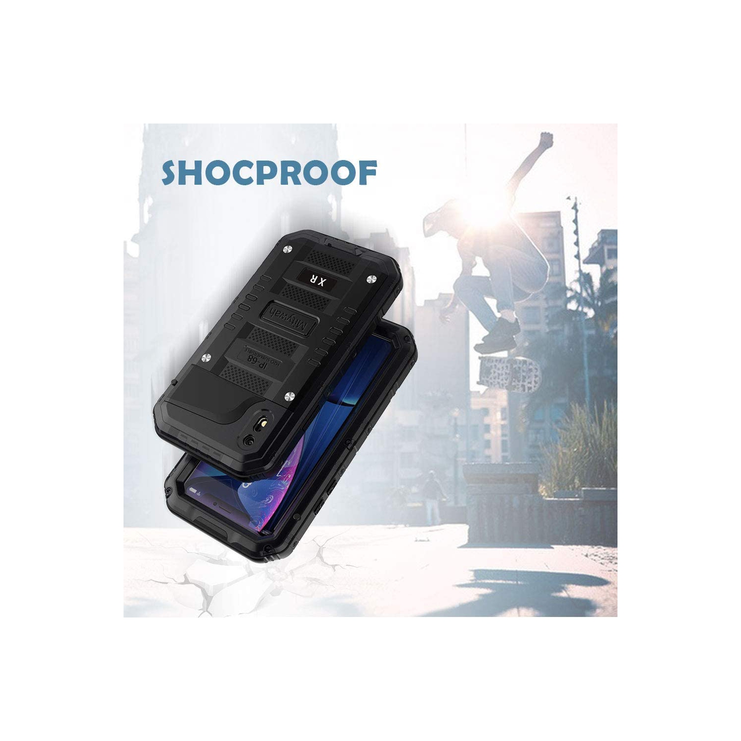 iPhone XR Case Heavy Duty Waterproof Shockproof Dustproof Durable Metal Full Body Protective Case Built-in