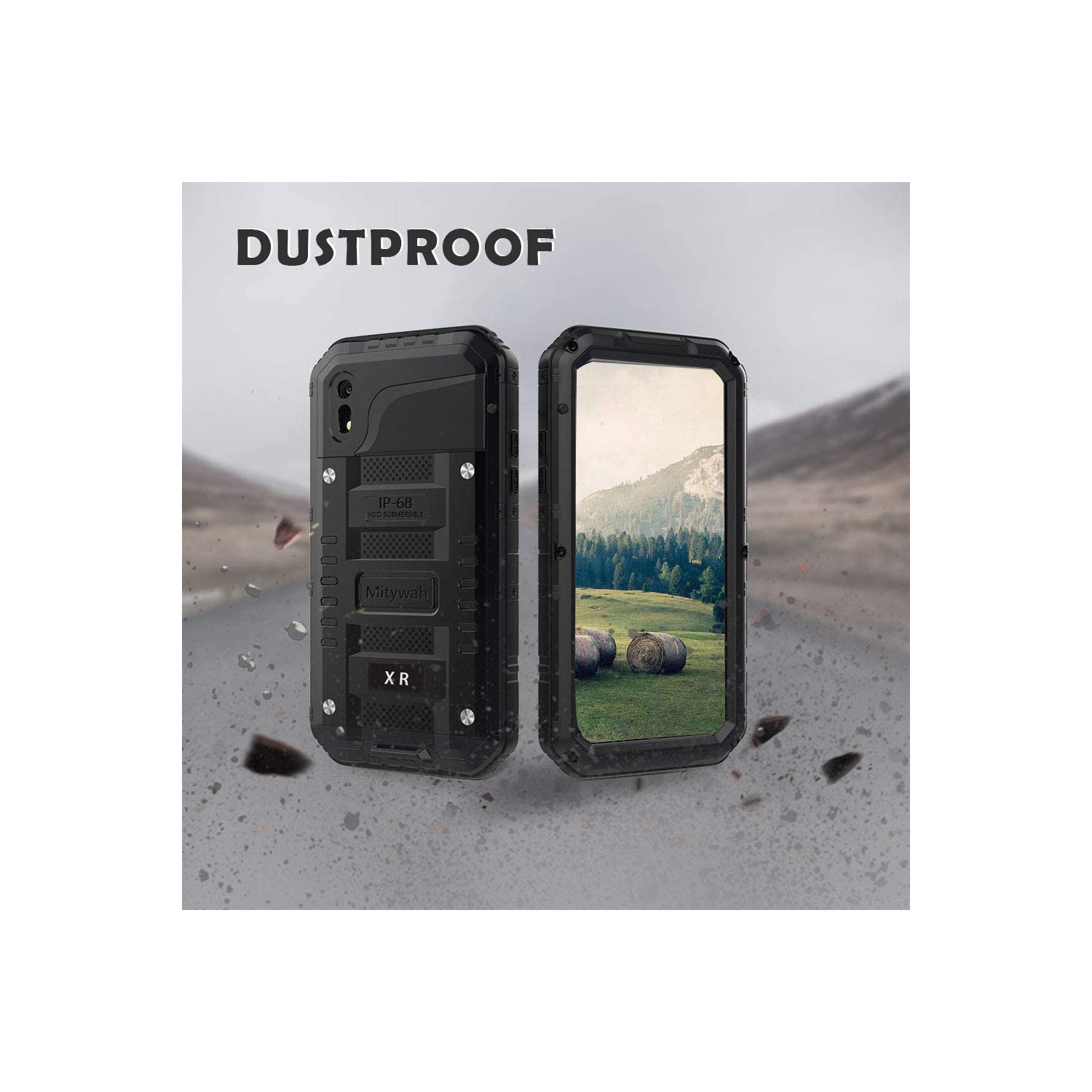 iPhone XR Case Heavy Duty Waterproof Shockproof Dustproof Durable Metal Full Body Protective Case Built-in