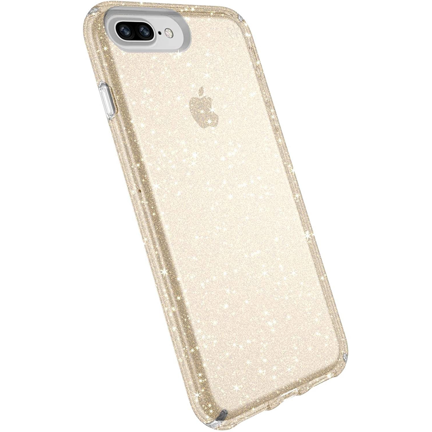 Presidio Clear + Glitter Case for iPhone 8 Plus (Also fits 7 Plus and 6S/6 Plus), Clear With Gold