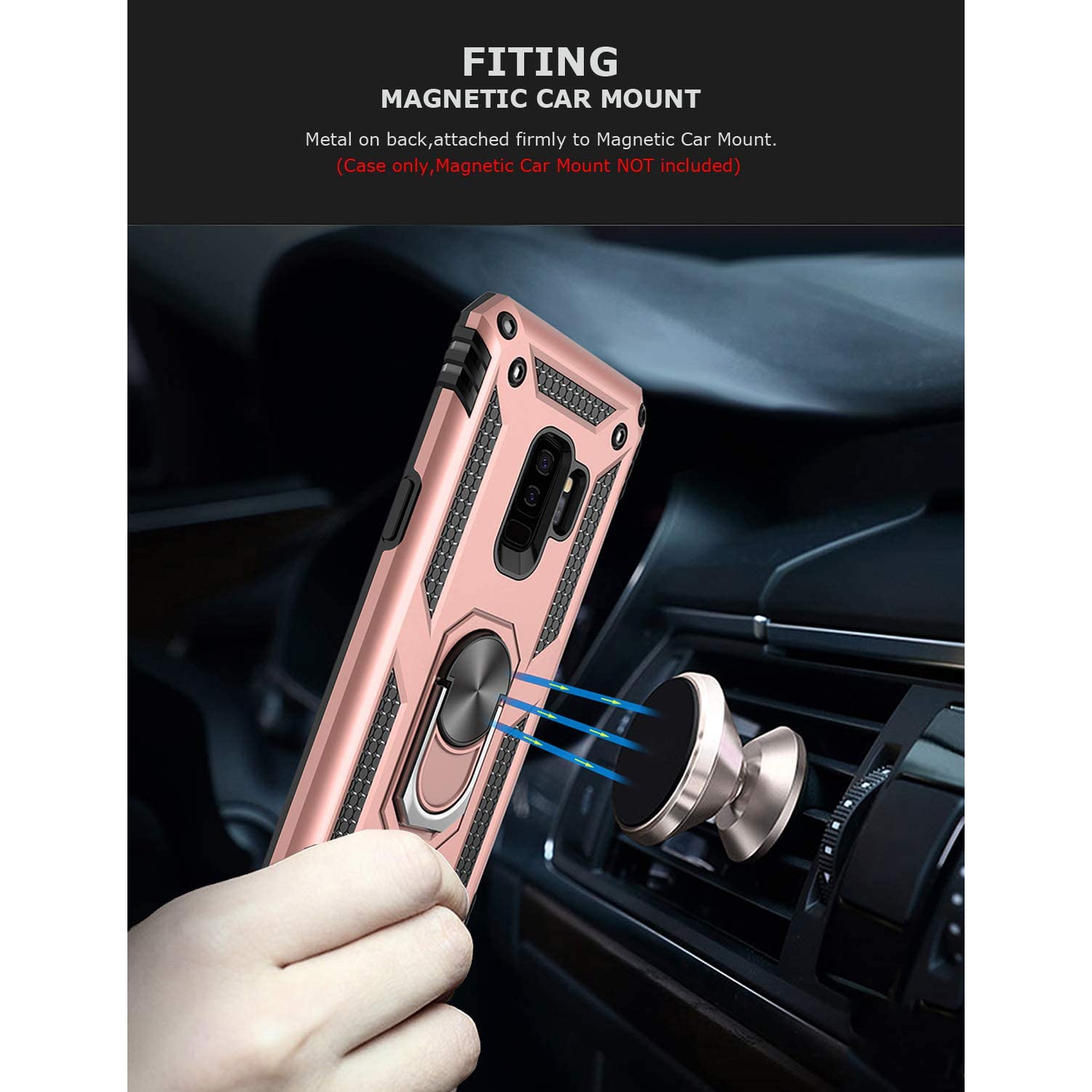 Ring Kickstand Phone Case for Samsung Galaxy S9 Plus,Heavy Duty Dual Layer Drop Protection Case for Galaxy
