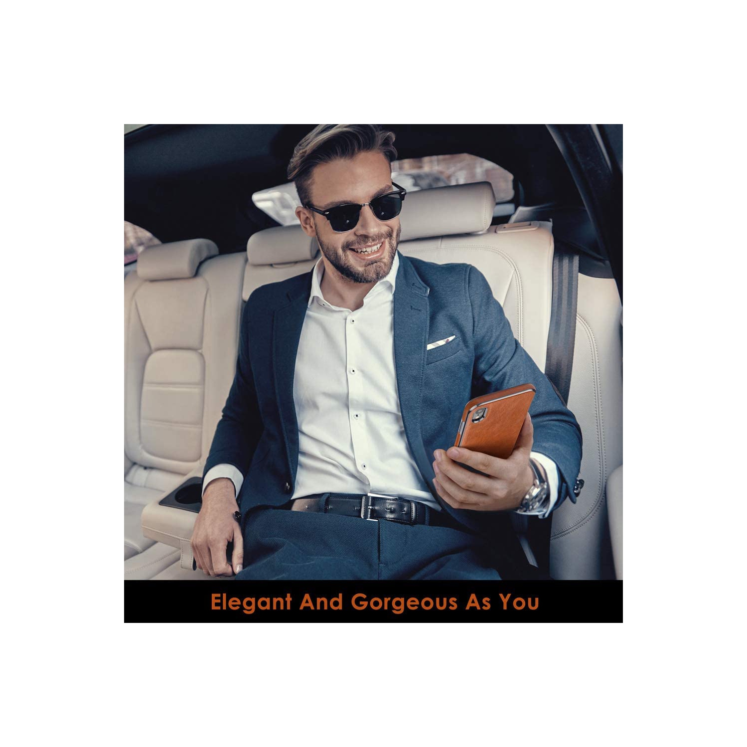 for iPhone XR Case Men, Phone Cover Women PU Leather Elegant Classy Designer Business Slim Full Body Protective