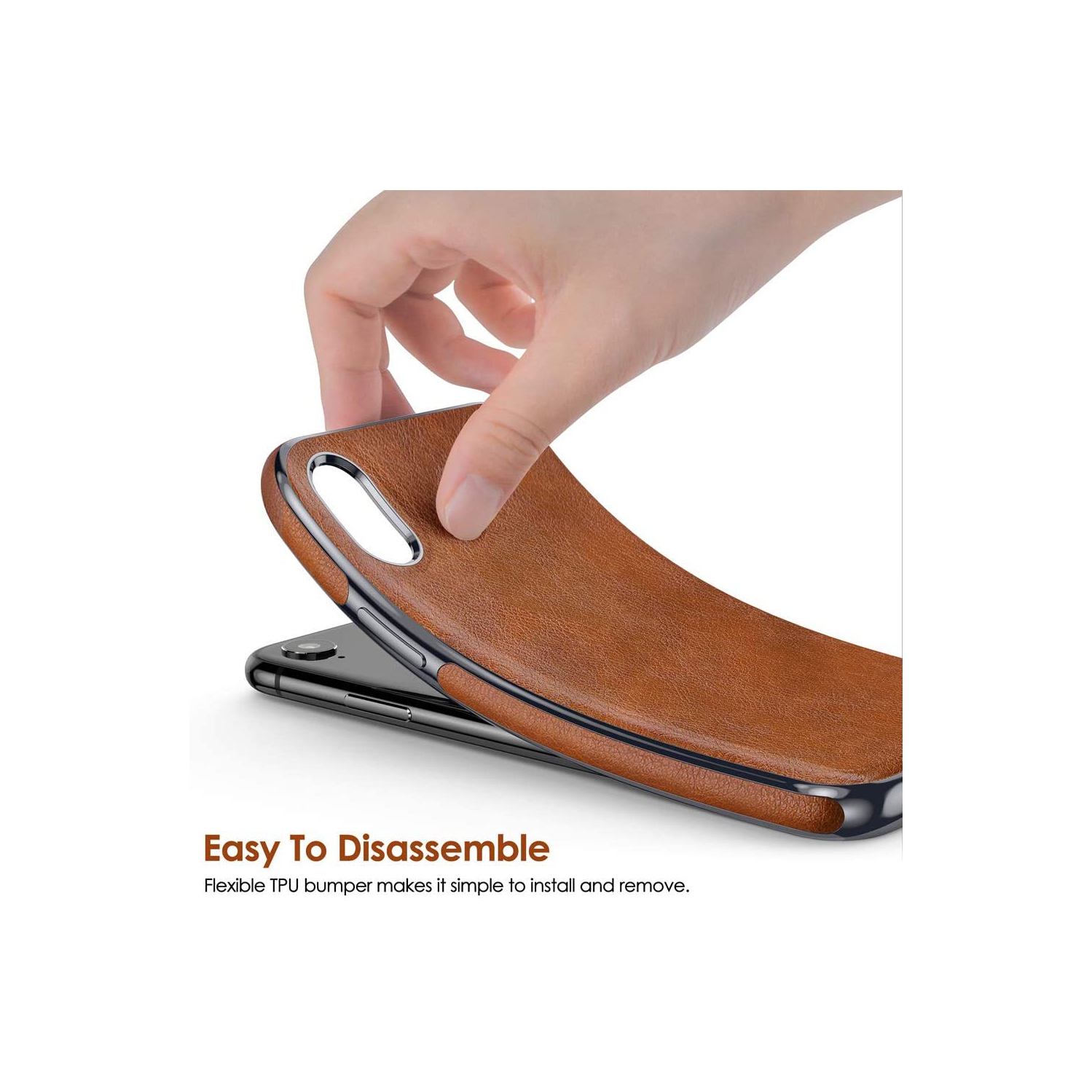 for iPhone XR Case Men, Phone Cover Women PU Leather Elegant Classy Designer Business Slim Full Body Protective