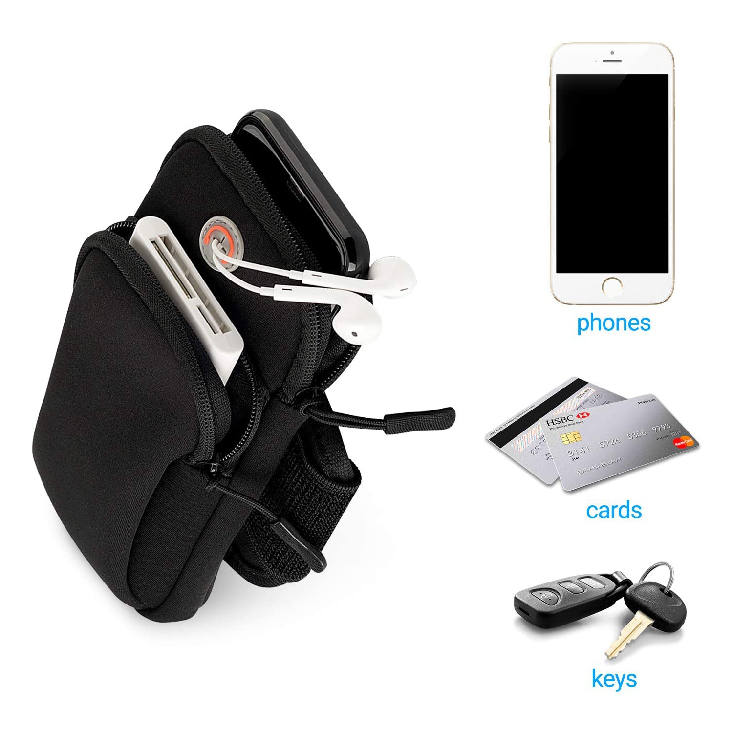 Brassard de sport pour iPhone 11 11 Pro XR XS X 8 7 6 6s, Galaxy S10/S9/J5/J3 résistant à la sueur