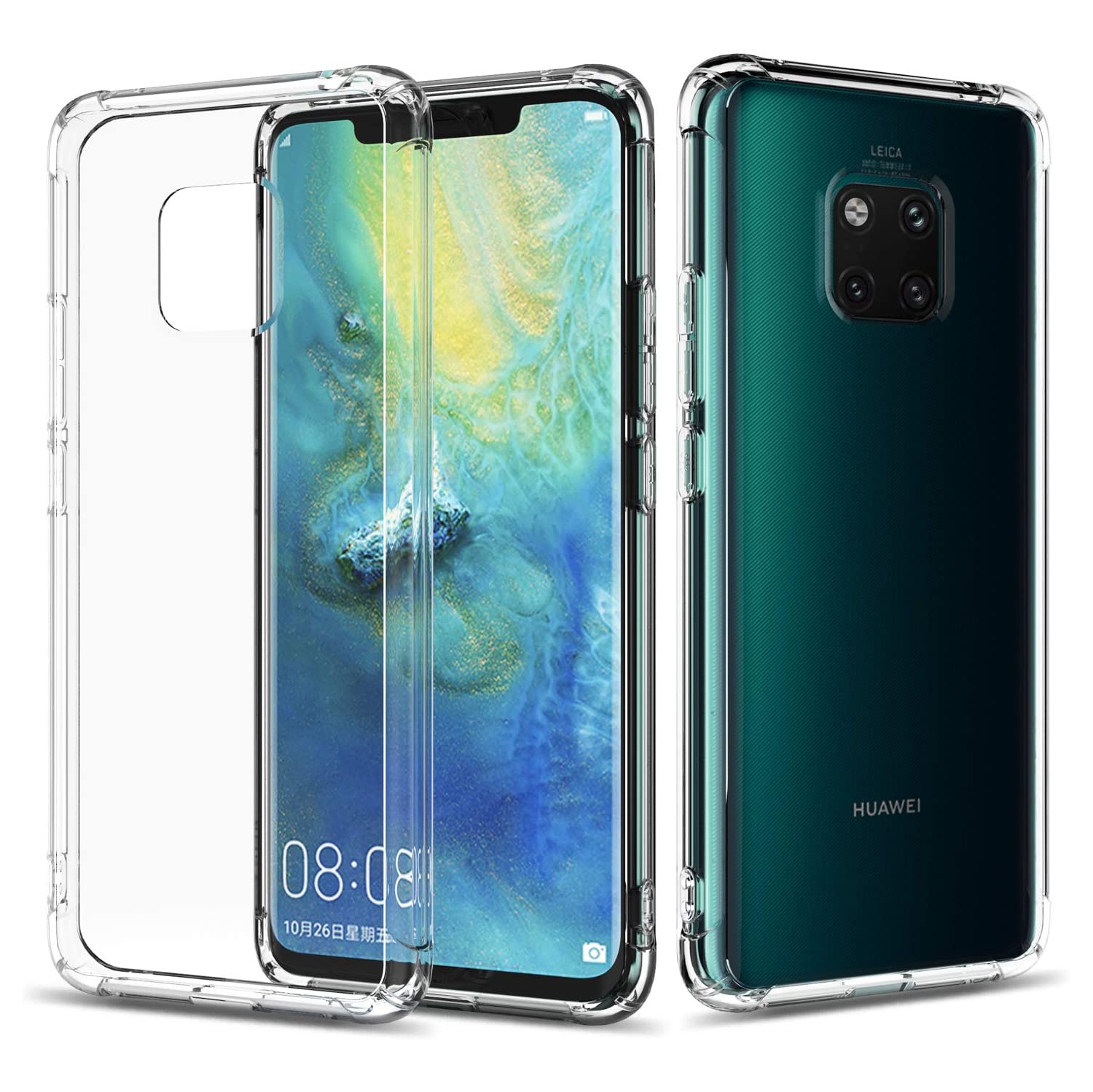 Crystal Clear Pretty Phone Case for Huawei Mate 20 Pro,Transparent Slim Soft Drop Proof TPU BumCooper Cushion