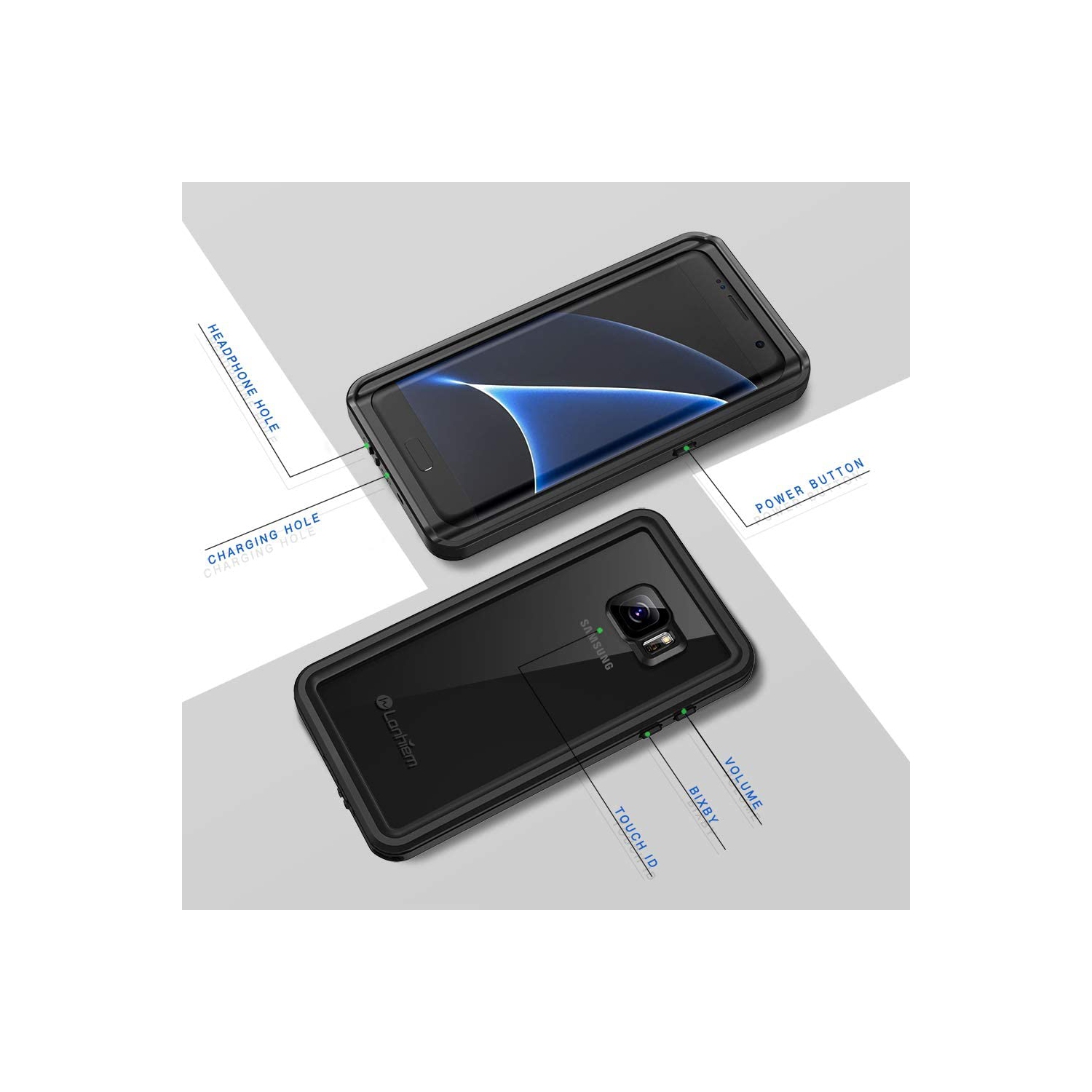 Galaxy S7 Edge Case, IP68 Waterproof Dustproof Shockproof Full Body Sealed Underwater Protective Cover