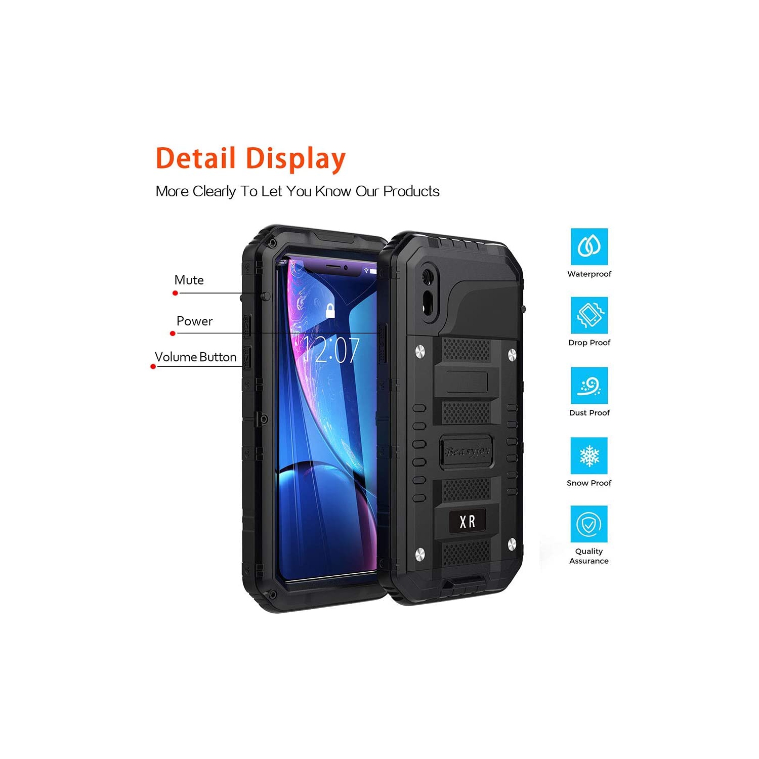 iPhone XR Case Waterproof Heavy Duty Built-in Screen Full Body Protective Shockproof Tough Rugged Hybrid