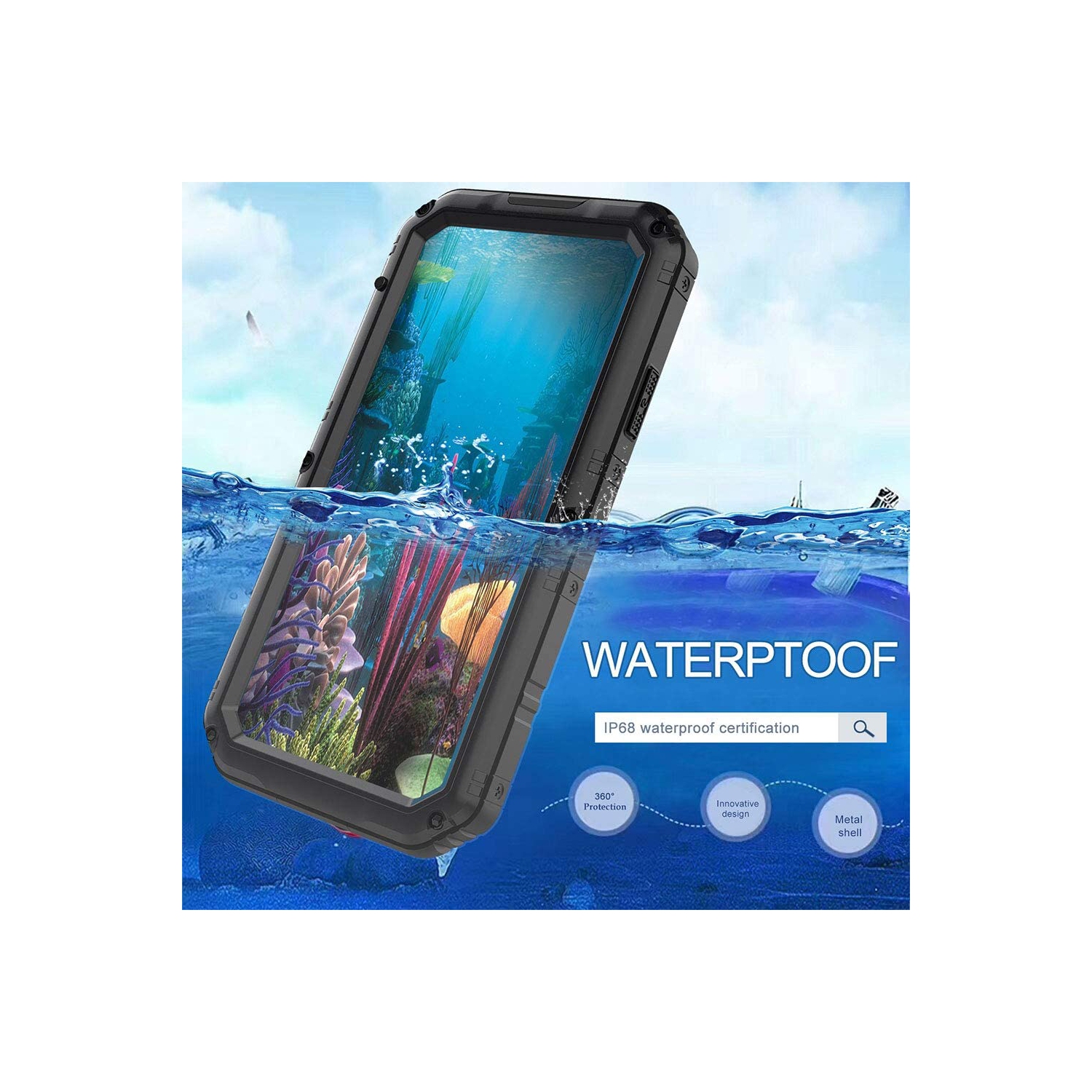 iPhone XR Case Waterproof Heavy Duty Built-in Screen Full Body Protective Shockproof Tough Rugged Hybrid