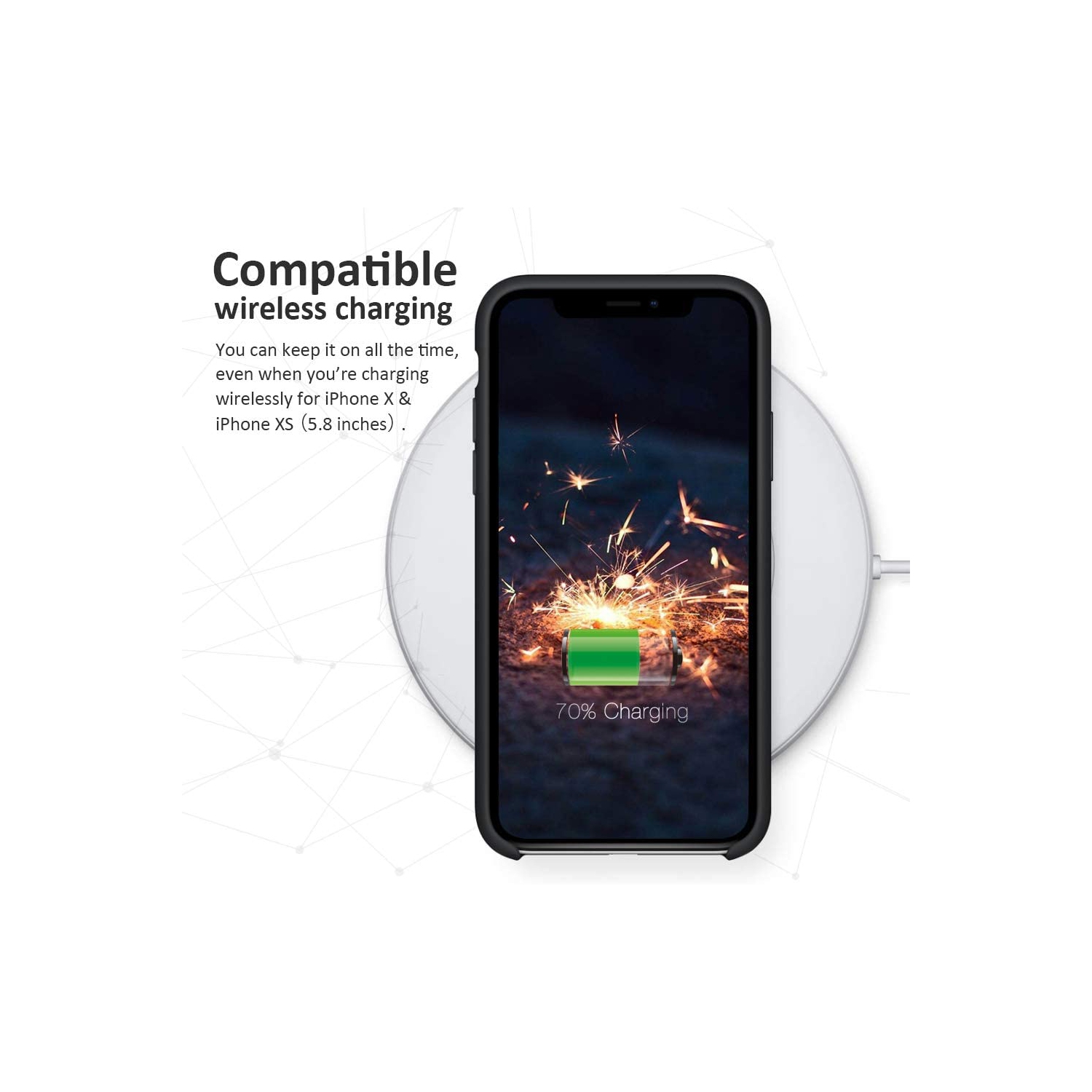 Silicone Case for iPhone X iPhone Xs Case, Liquid Silicone Protective Phone Case Cover (Full Body, Soft Case