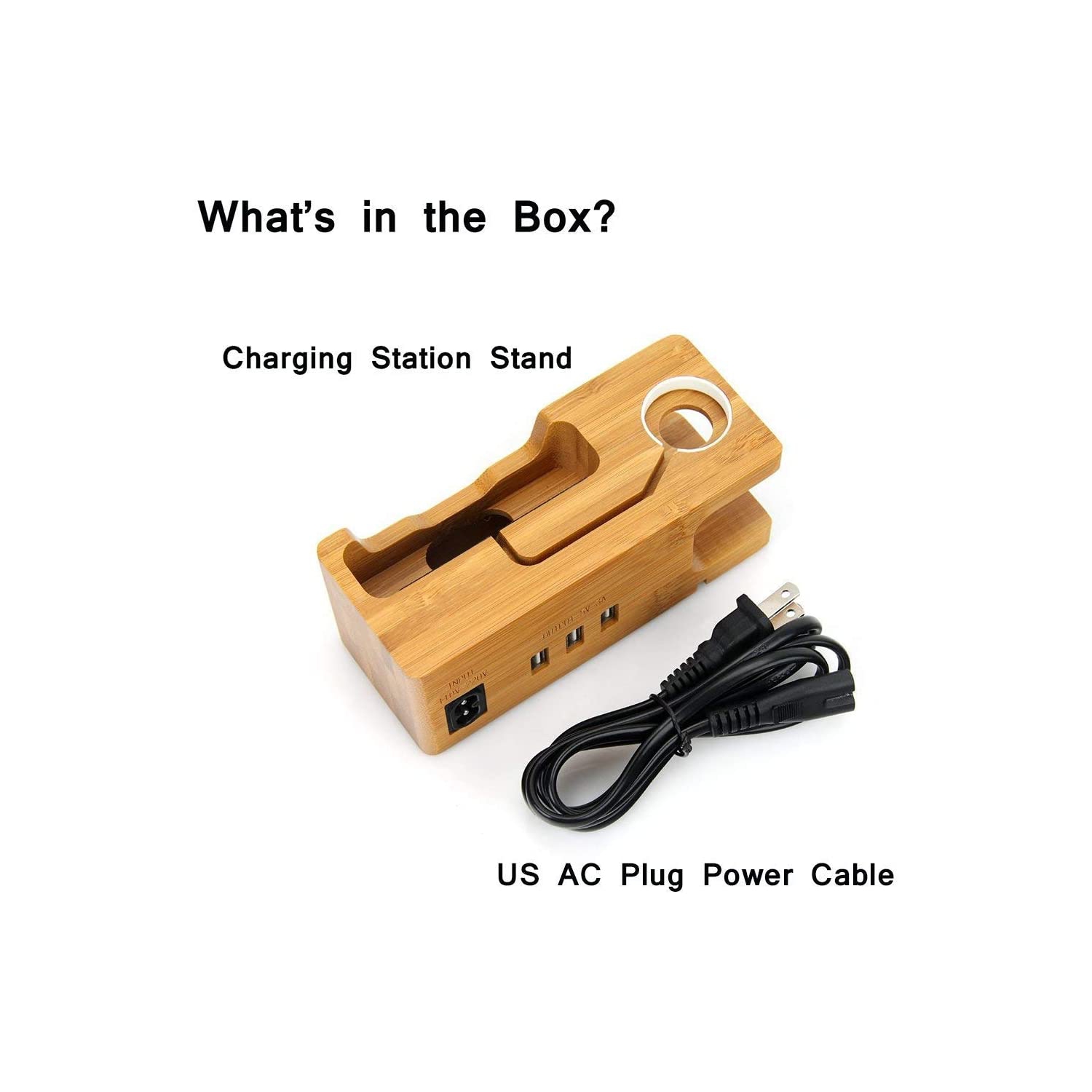 Station de recharge USB en bois de bambou, chargeur de bureau, concentrateur à 3 ports USB 3.0, pour iPhone 7/7Plus/6s/6/plus/5s et