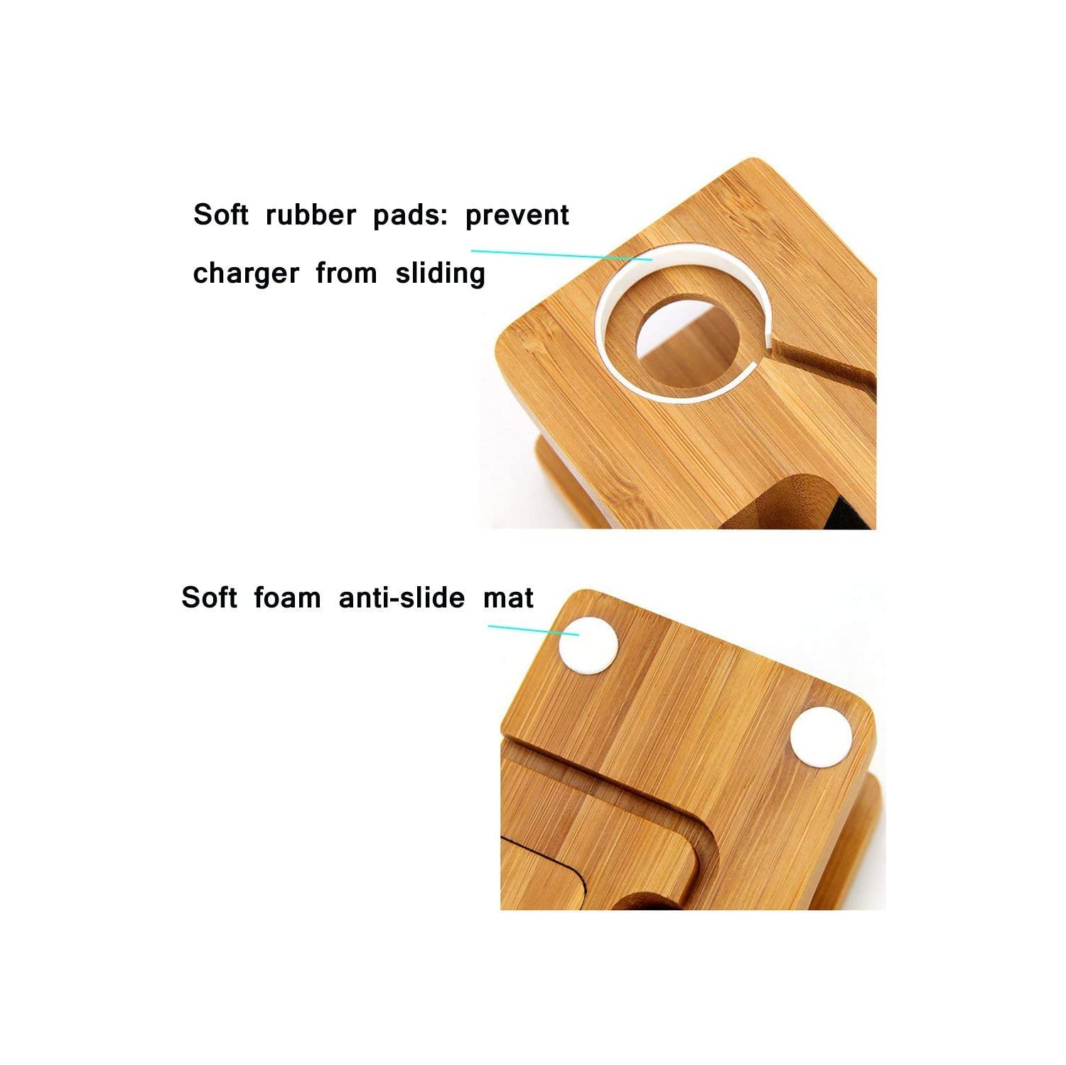 Station de recharge USB en bois de bambou, chargeur de bureau, concentrateur à 3 ports USB 3.0, pour iPhone 7/7Plus/6s/6/plus/5s et