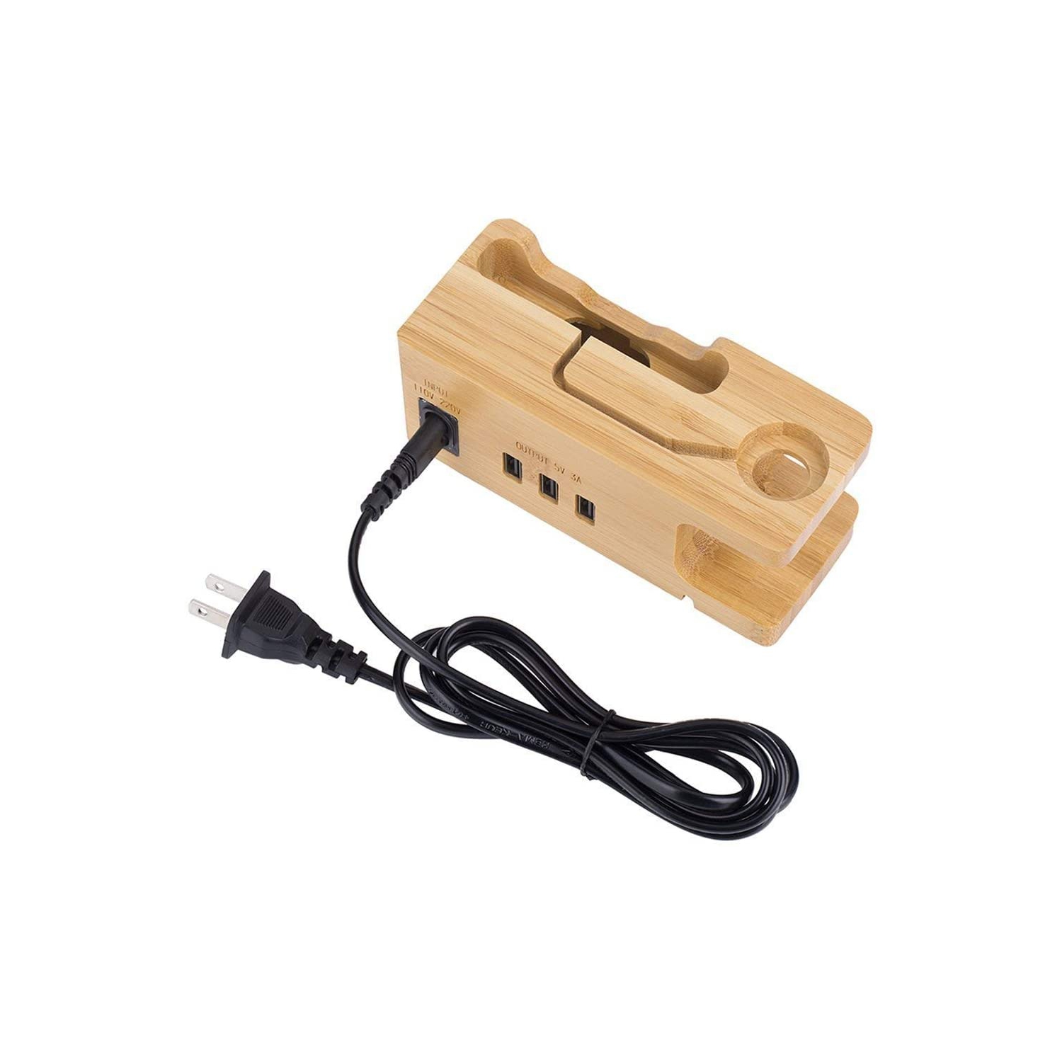 Station de recharge USB en bois de bambou, chargeur de bureau, concentrateur à 3 ports USB 3.0, pour iPhone 7/7Plus/6s/6/plus/5s et