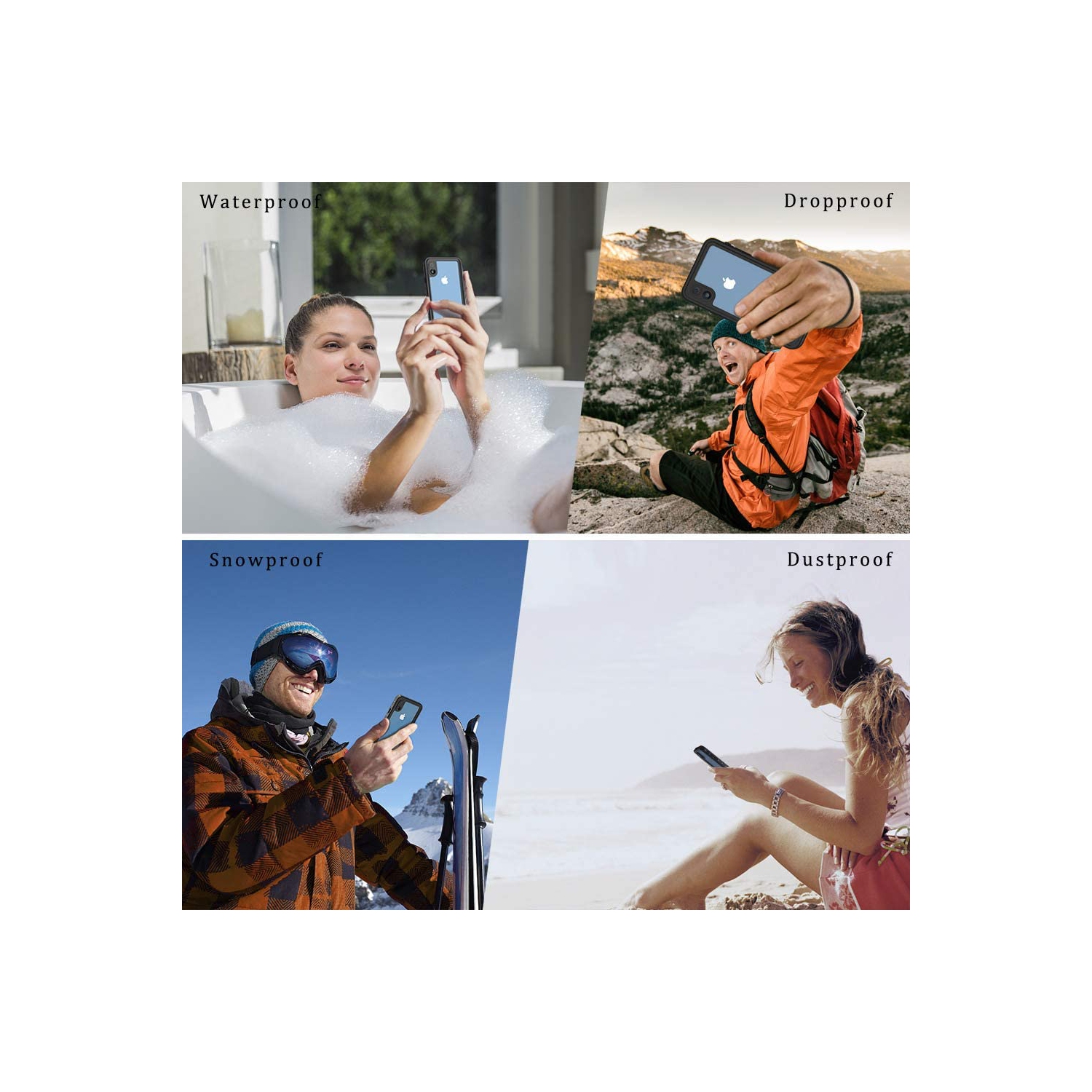 Étui pour iPhone XR, boîtier étanche et résistant à la poussière IP68, couvercle de protection étanche et hermétique à l’eau avec intégré