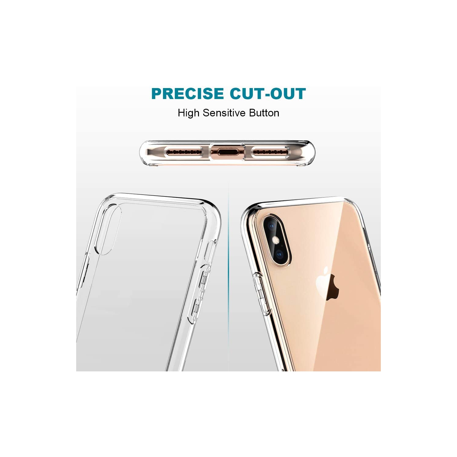 Case for iPhone Xs/X with 2 Pack Screen Protector Tempered Glass, [Shock-Absorption] Full Protection Case -Clear