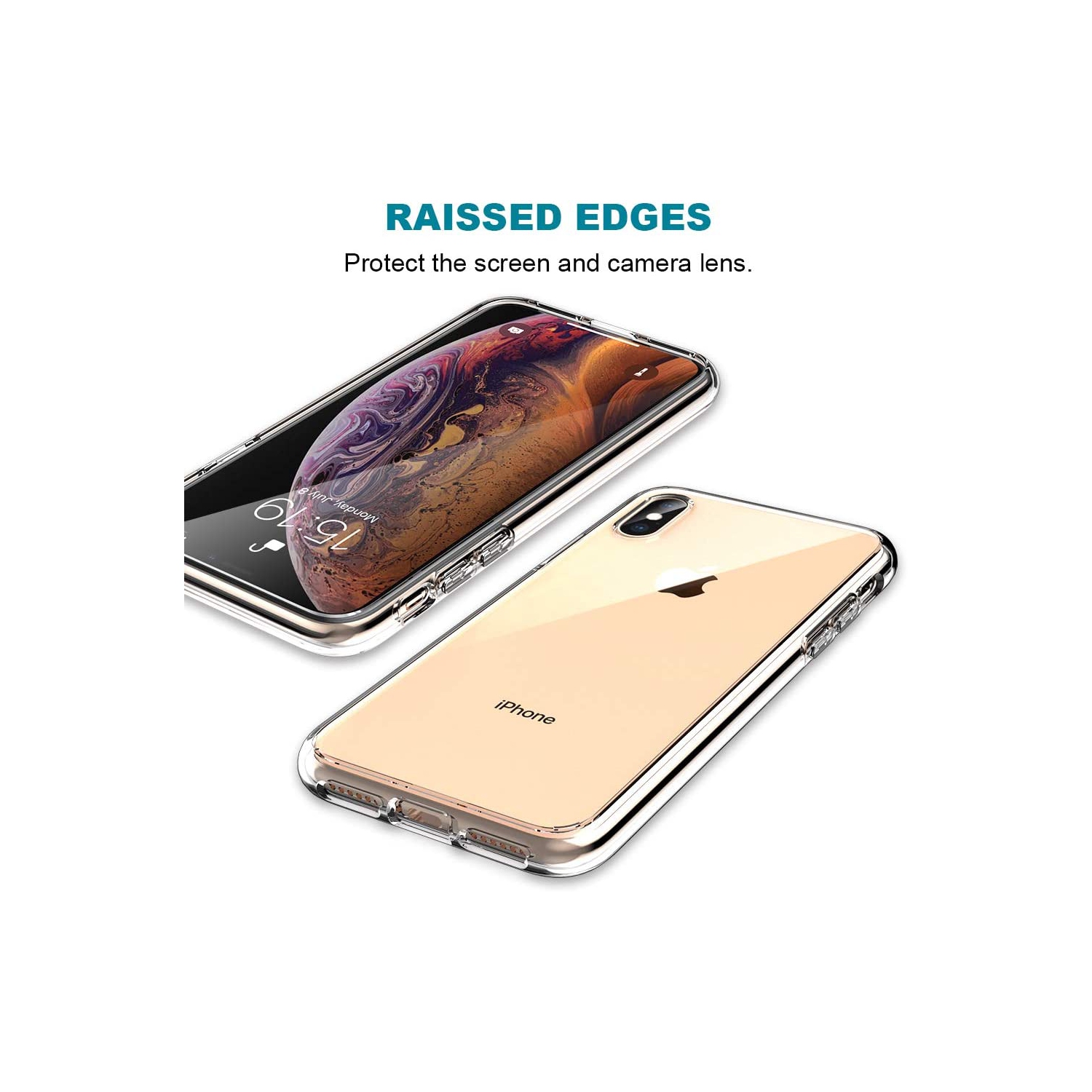 Case for iPhone Xs/X with 2 Pack Screen Protector Tempered Glass, [Shock-Absorption] Full Protection Case -Clear