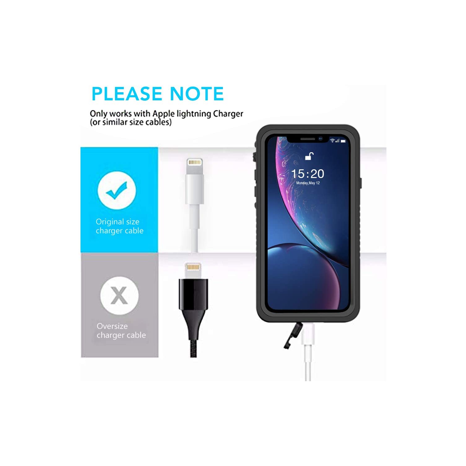 iPhone XR Case with Built-in Screen Protector Shockproof Waterproof Snowproof Dustproof Cases, IP68 Certified